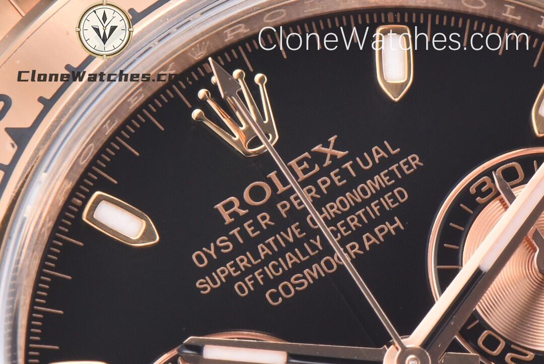 Rolex Super Clone Watches 1:1 Daytona 18K Rose Gold Black Dial M116505-78595 4130 Movement