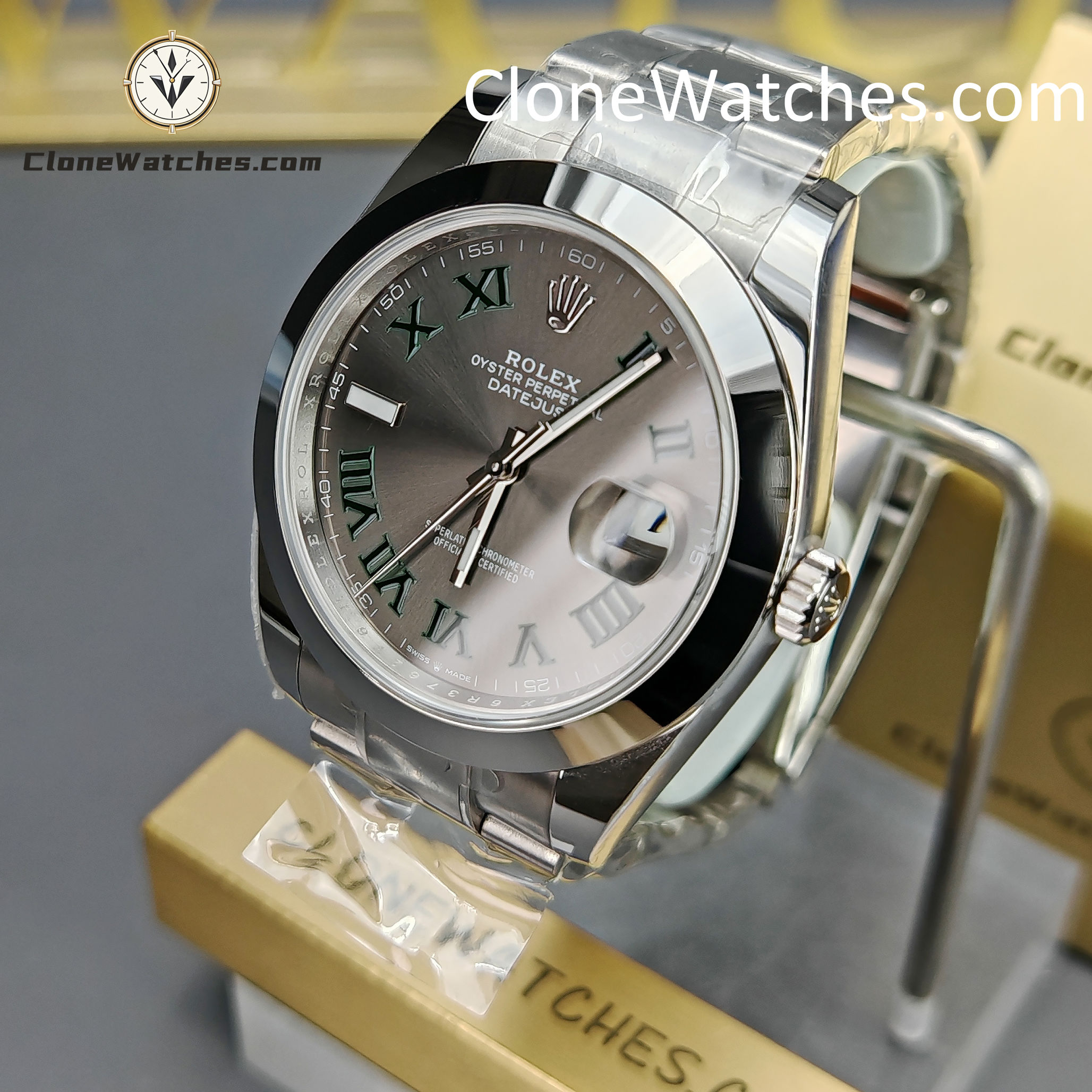 Rolex Super Clone Watches 1:1 DateJust Grey Roman Dial M126300 – 0013 Oyster 41MM 3235 Movement