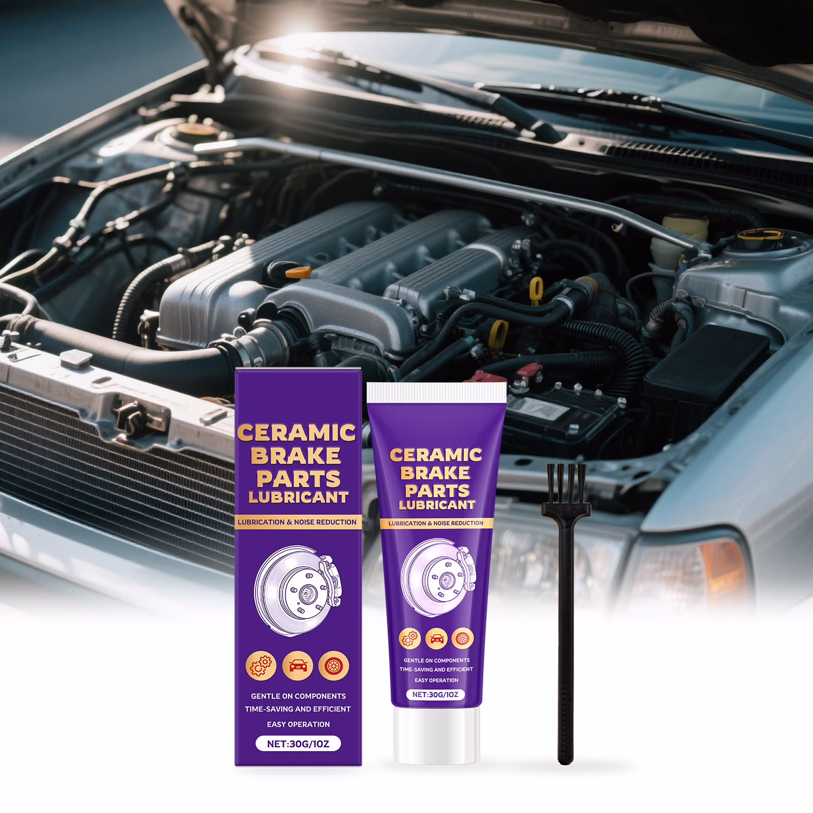 Ceramic Brake Lubricant, High Temp Brake Caliper Grease for Automotive Brake System, Anti-Seize Compound for Sliding Pins Pad Assembly, Safe for Rubber Plastic