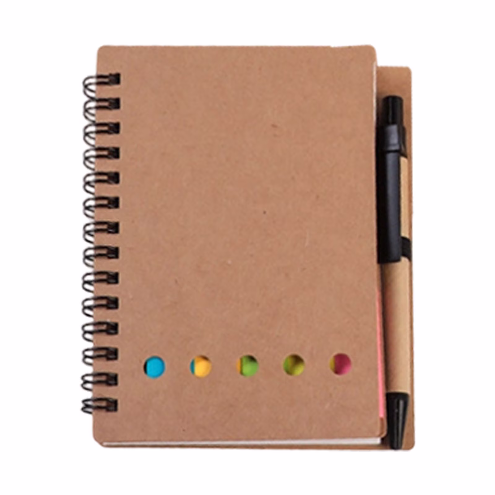 VKLU 1PC Pocket Notebook with Pen, 5x4 Inch Small Memo Pad with Sticky Tabs, 60 Sheets Lined Mini Journal Set, Kraft