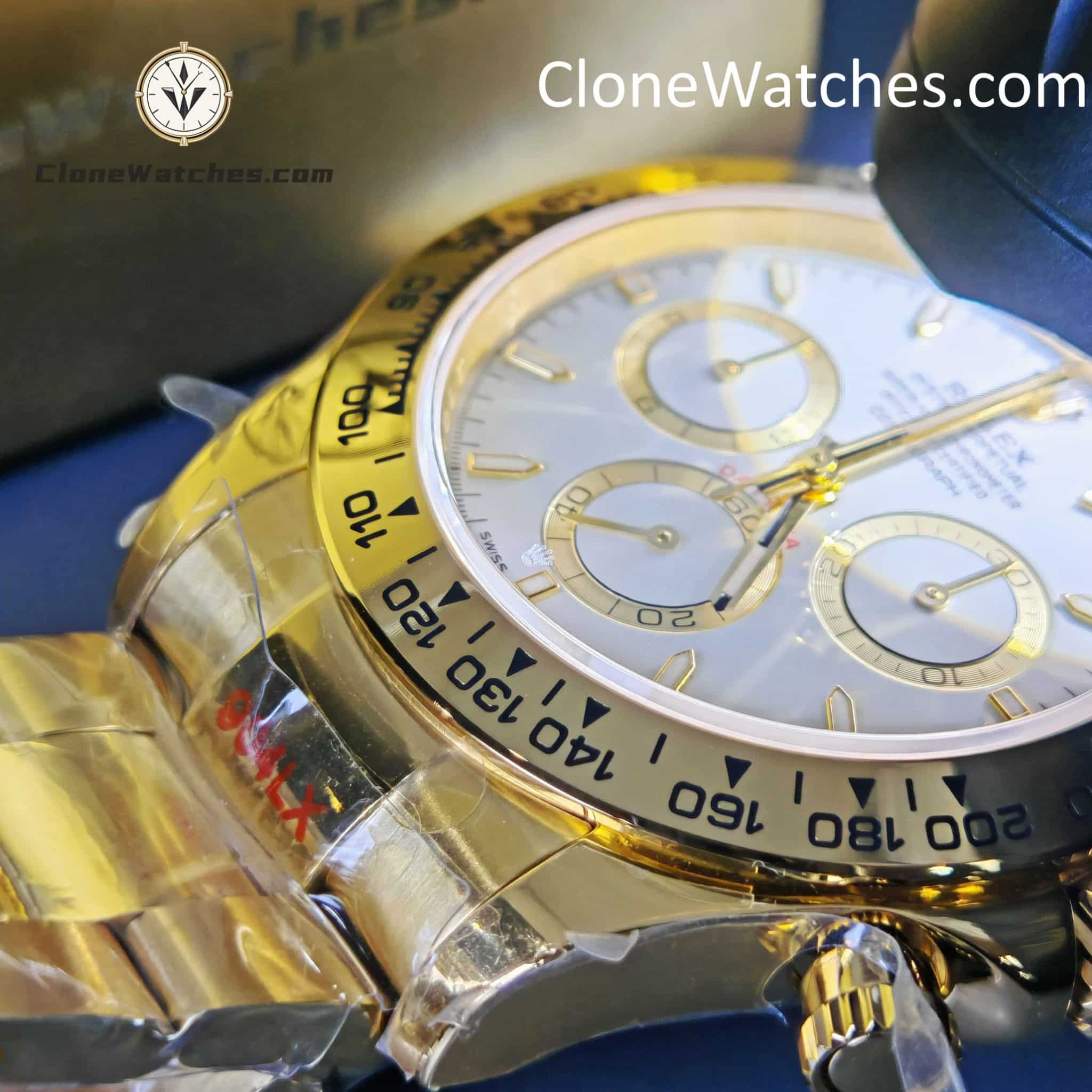 Rolex Super Clone Watches 1:1 Daytona 18K Gold White Dial M126508-0001 4131