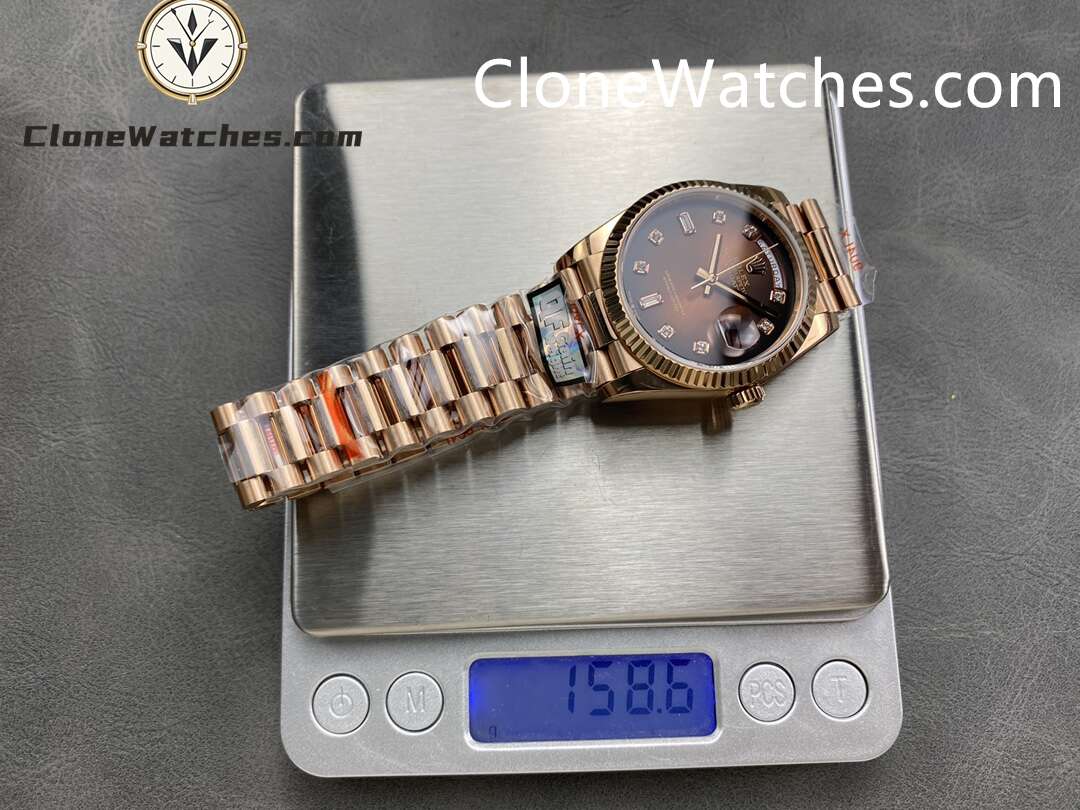 Rolex Super Clone Watches 1:1 Day Date Rose Gold Gradient Brown Dial 36mm m128235-0037 3255 Movement