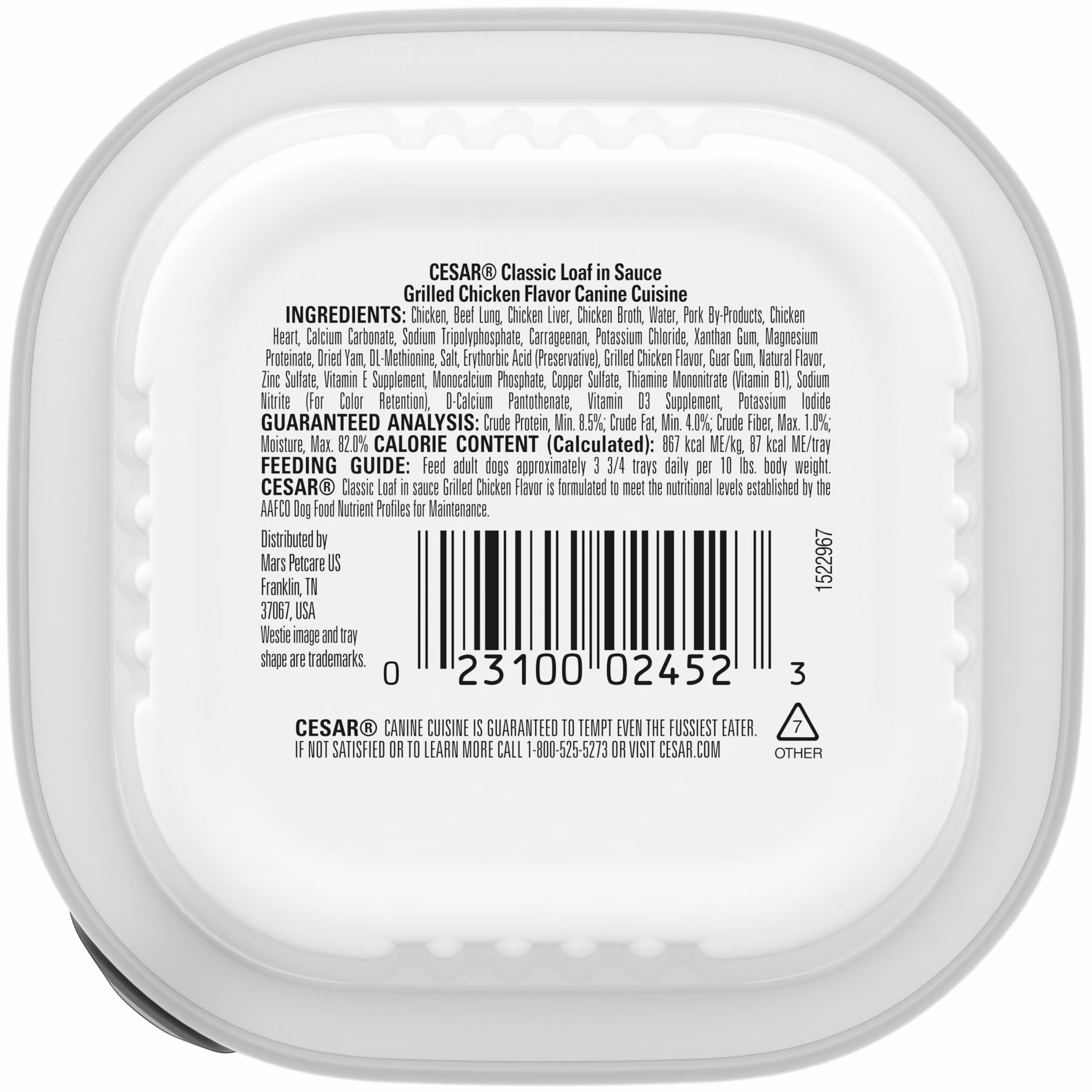 Cesar Classic Loaf in Sauce Grilled Chicken Flavor Adult Wet Dog Food, 3.5 oz Easy Peel Tray