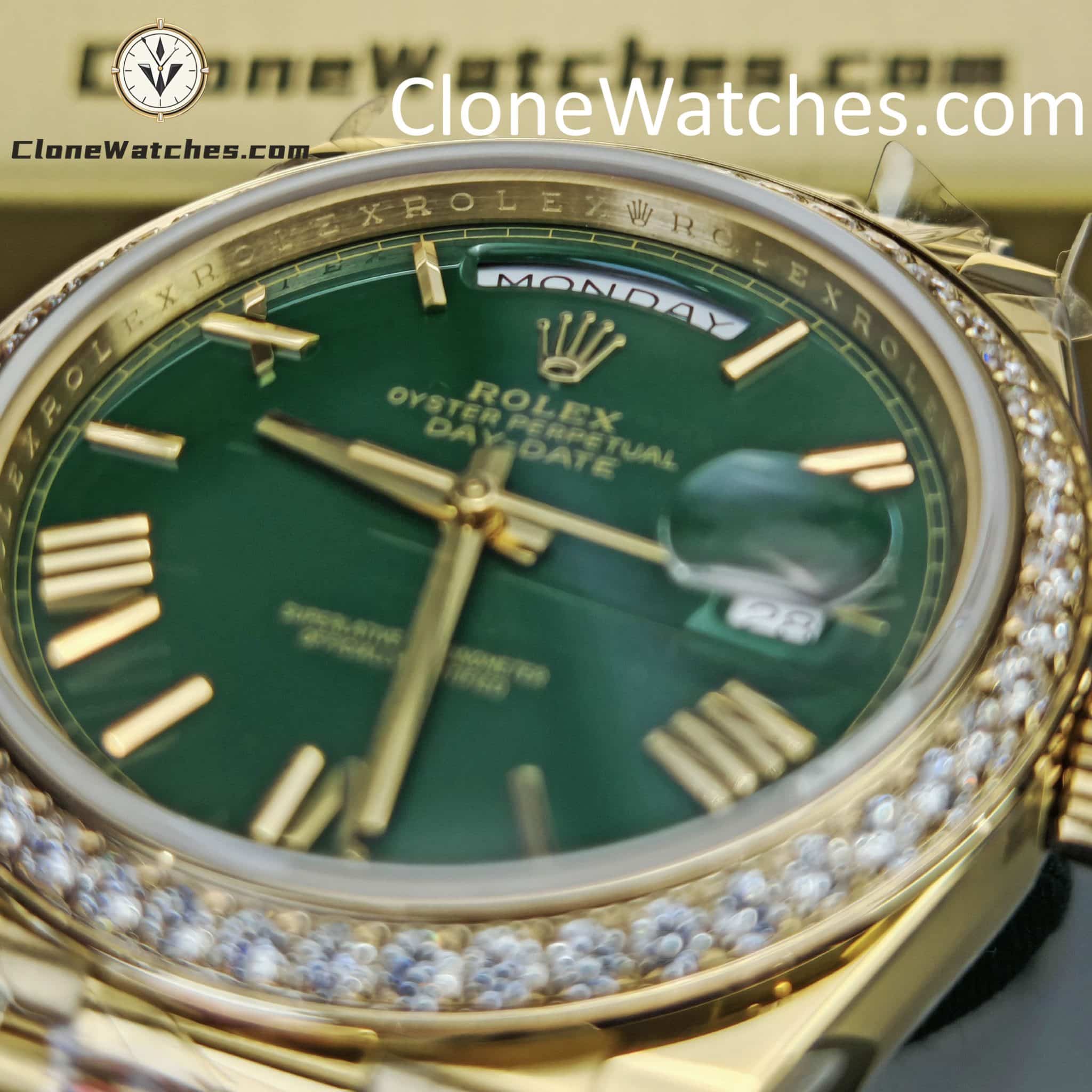 Rolex Super Clone Watches 1:1 Day Date Green Dial M228398tbr-0040 40mm 3255 Movement