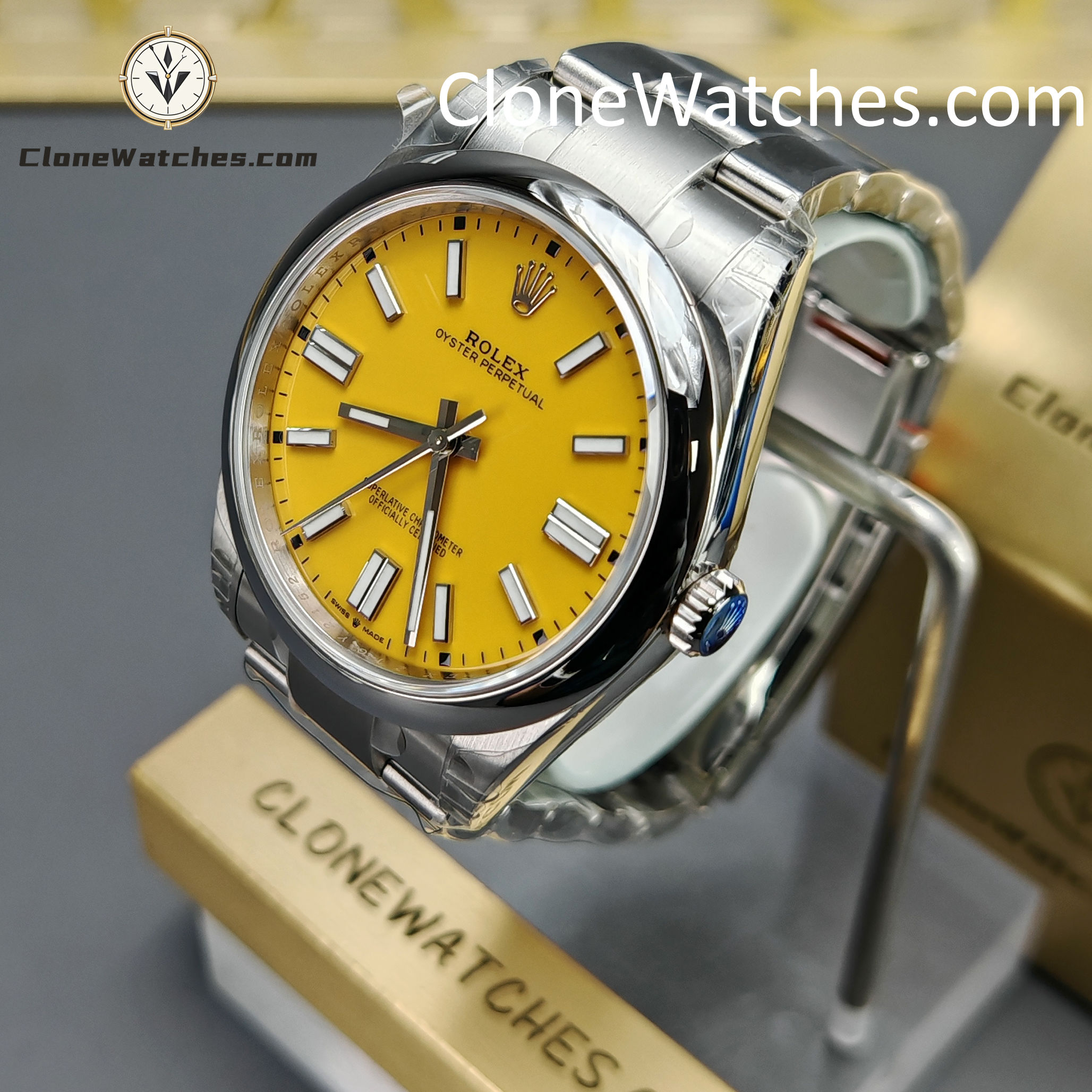 Rolex Super Clone Watches 1:1 Oyster Perpetual Yellow Dial 41mmm124300-0004 3230 Movement