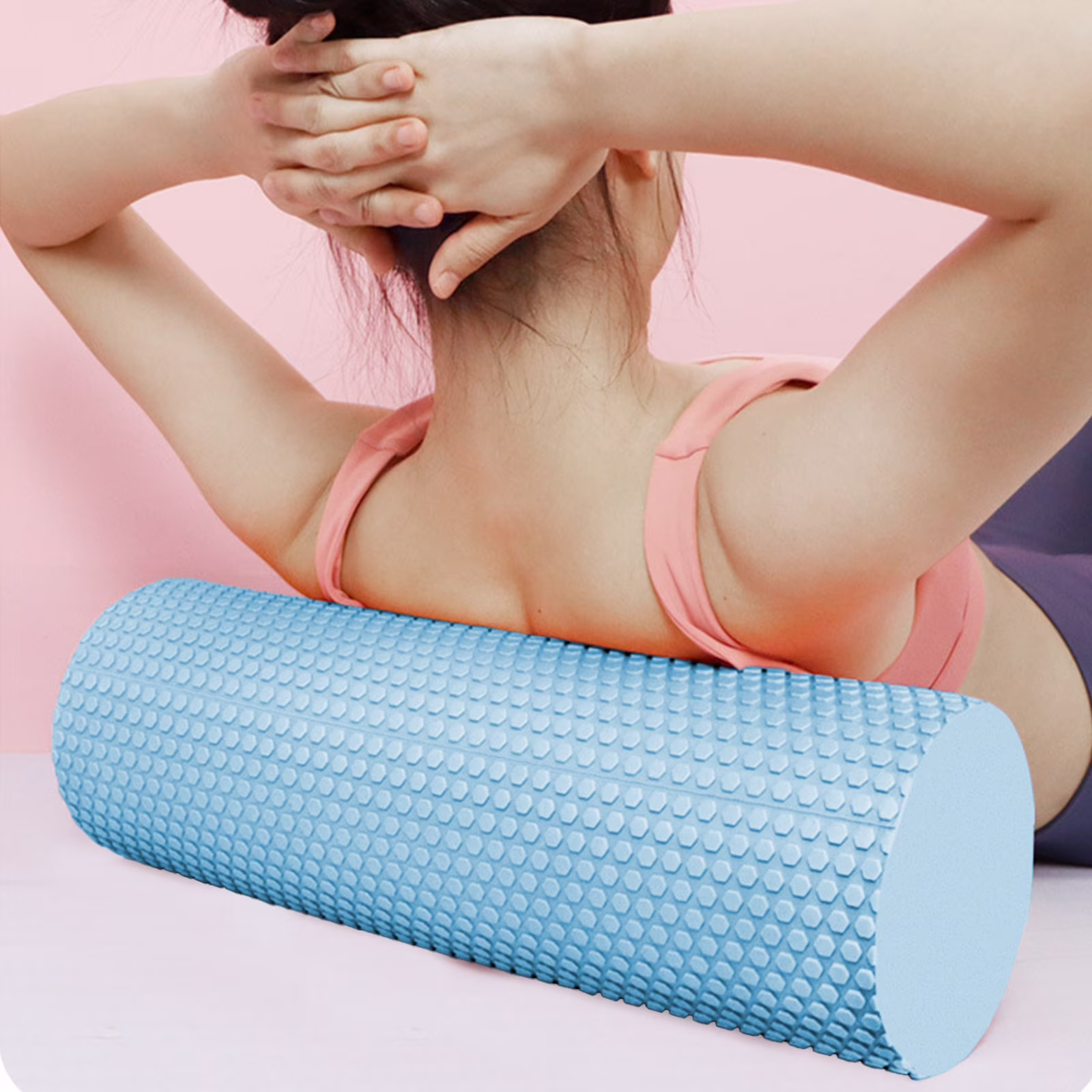 Sky Blue Solid EVA Foam Yoga Column, Multi-Purpose Massage Roller, Muscle Relief, Pilates, High-Density Foam Stick, Lightweight & Durable, Gym, Yoga Studio, Post-Workout Recovery, 1pc