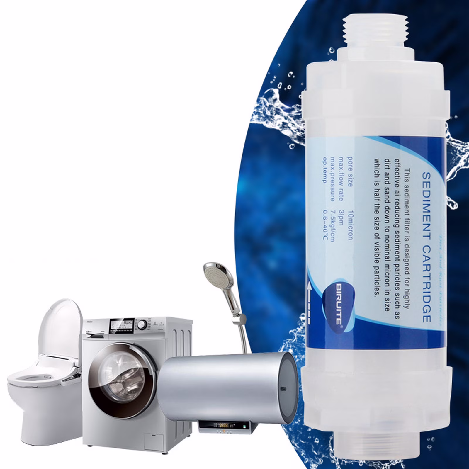 Inline Water Filter 5 Inches Sediment Pre-Filter with 1/2 Inch Thread for Washing Machine Water Heater and Smart Bidet Toilet Seat Protection