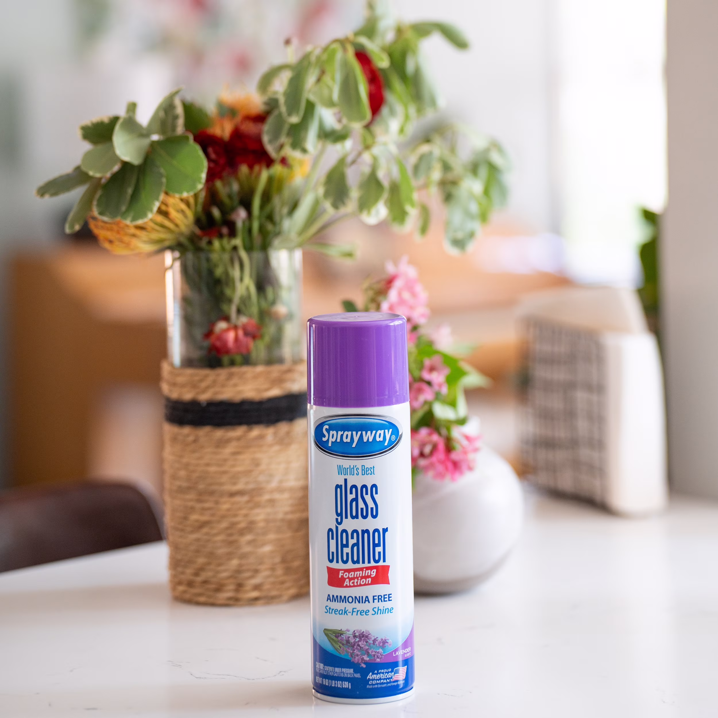 Sprayway Glass Cleaner Lavender Scent 19 oz Aerosol Spray - Streakless Shine