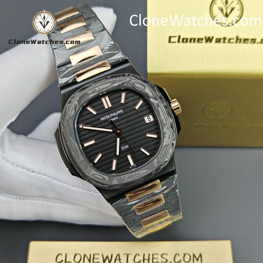 Modified Super Clone Watches 1:1 DiW Patek Philippe Nautilus 5711/1A “ROSE GOLD BLACK GRAIL”