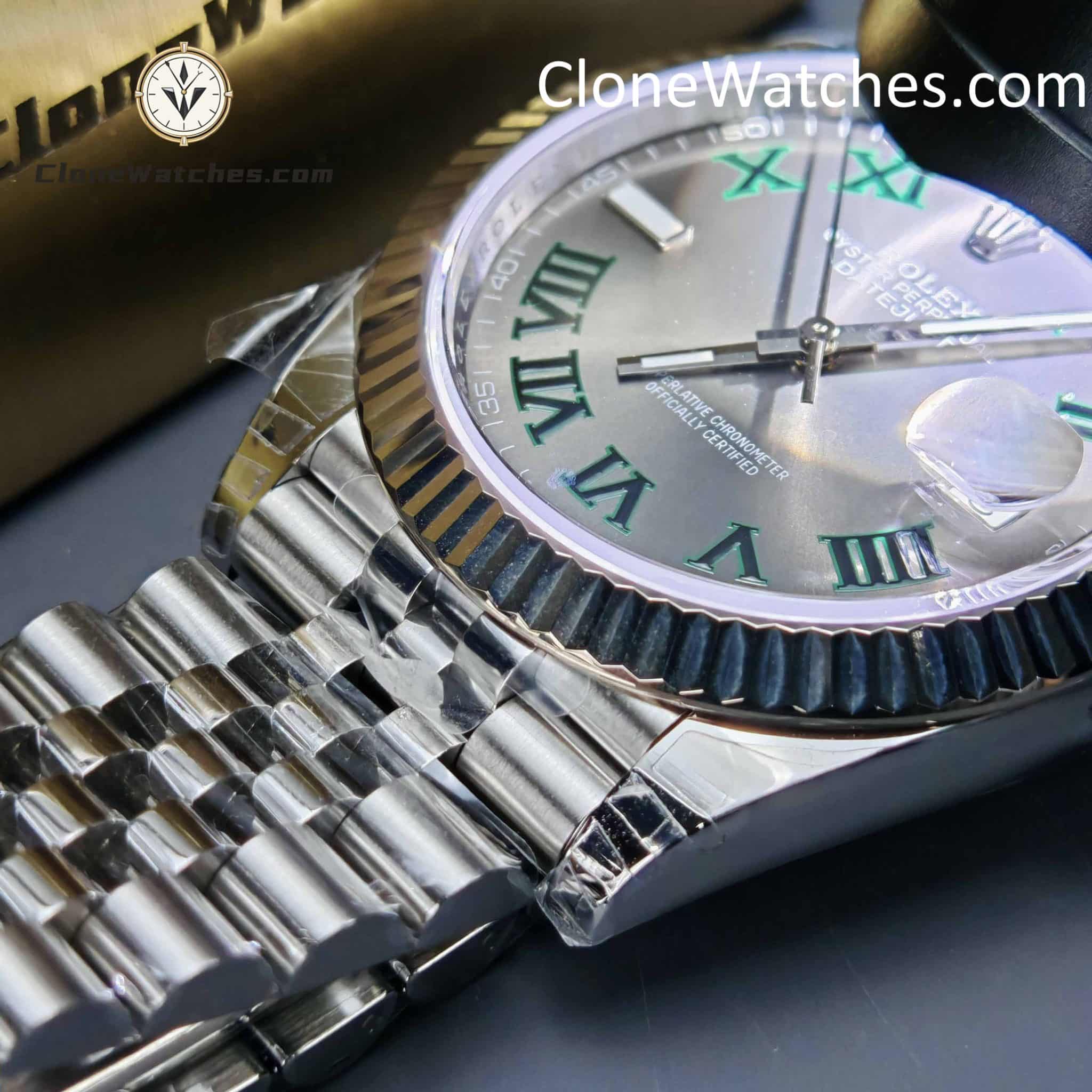 Rolex Super Clone Watches 1:1 DateJust Grey Roman Dial Jubilee 41MM M126334 3235 Movement