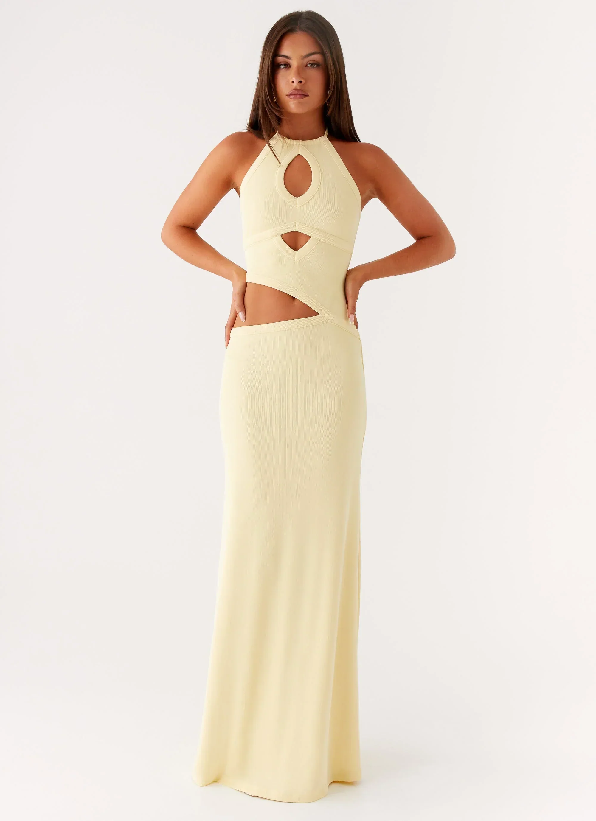 Lanah Cut Out Maxi Dress - Yellow