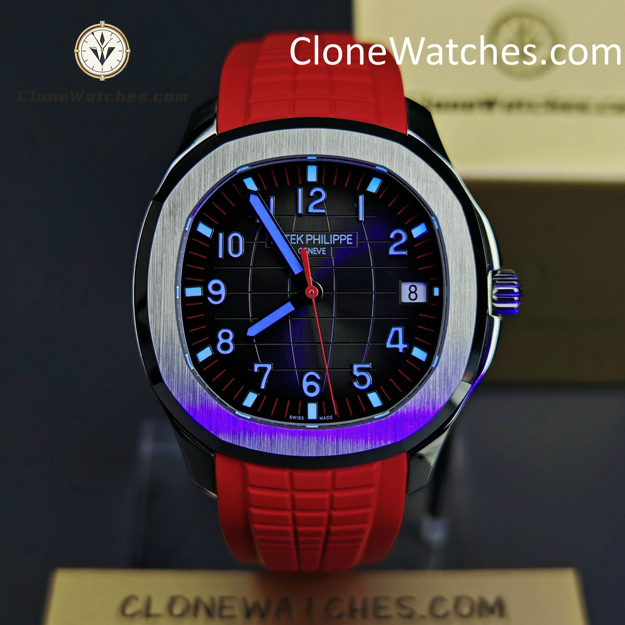 Patek Philippe Super Clone Watches 1:1 Aquanaut 5167 Black Dial 40mm Red Strap Special Edition