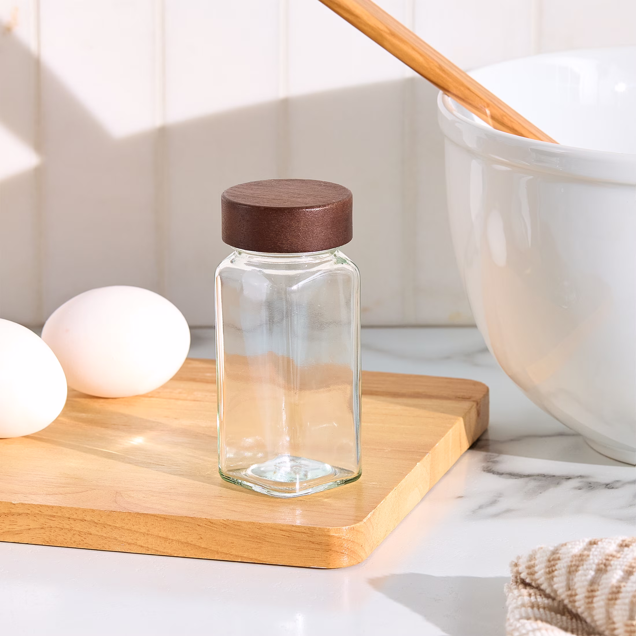 Better Homes and Gardens Glass Spice Jar with Wood Lid
