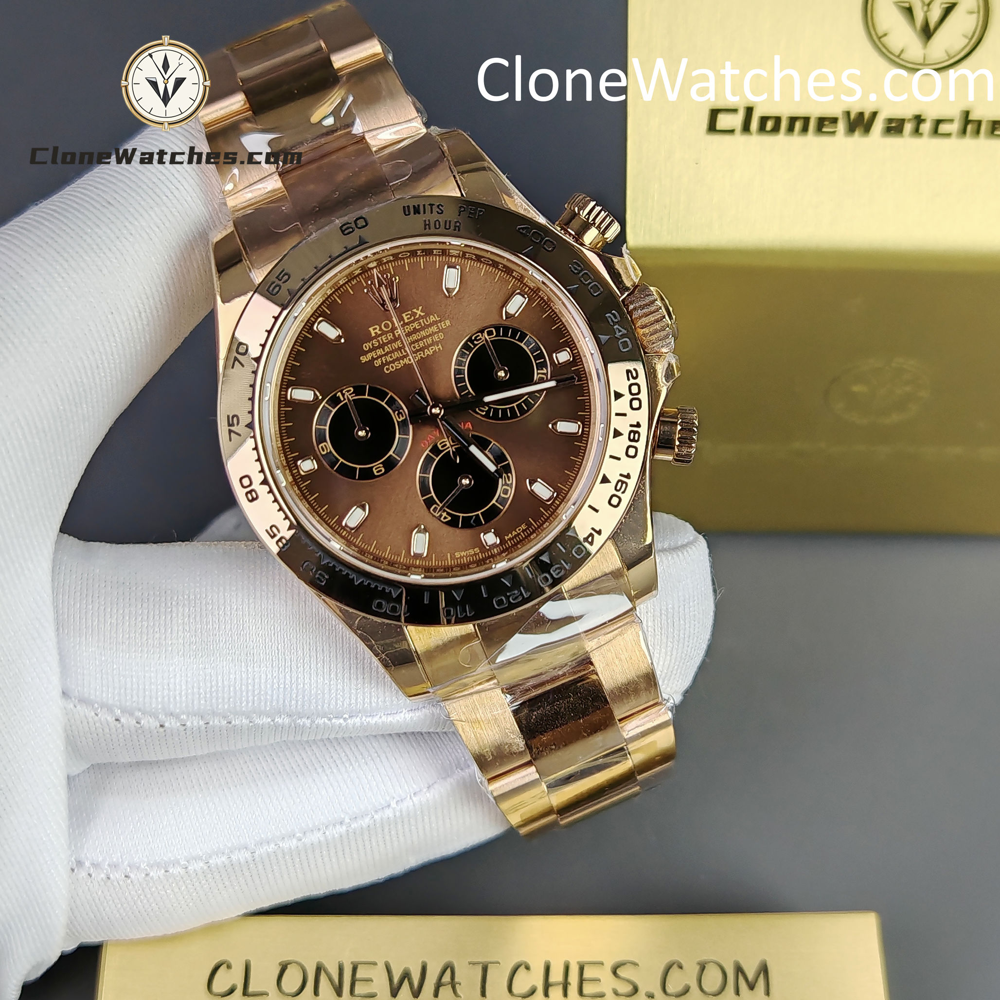 Rolex Super Clone Watches 1:1 Daytona Rose Gold Chocolate Dial m116505-0013 4130 Movement