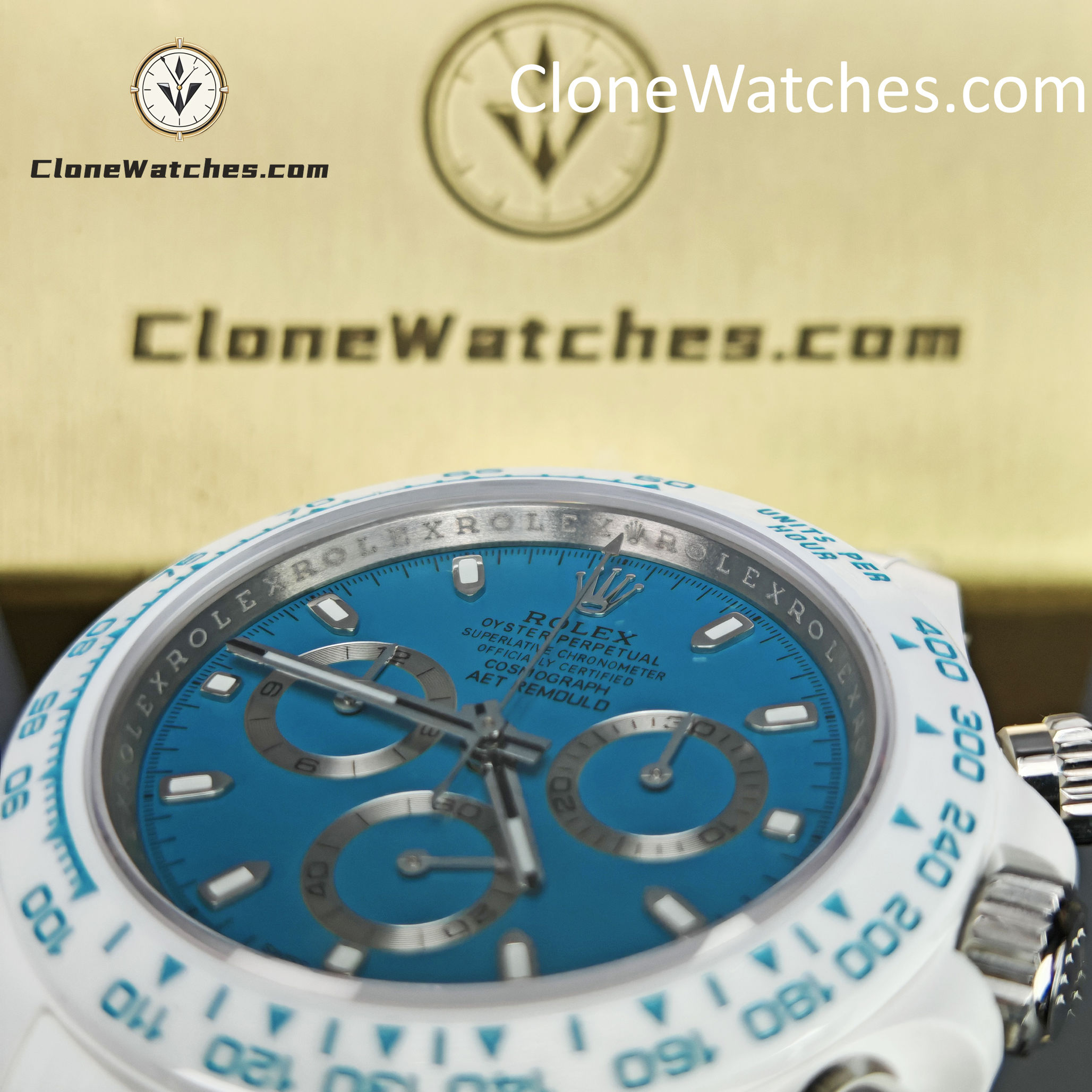 Modified Super Clone Watches 1:1 AET Rolex Daytona Full Ceramic Abu Dhabi 4130 Movement