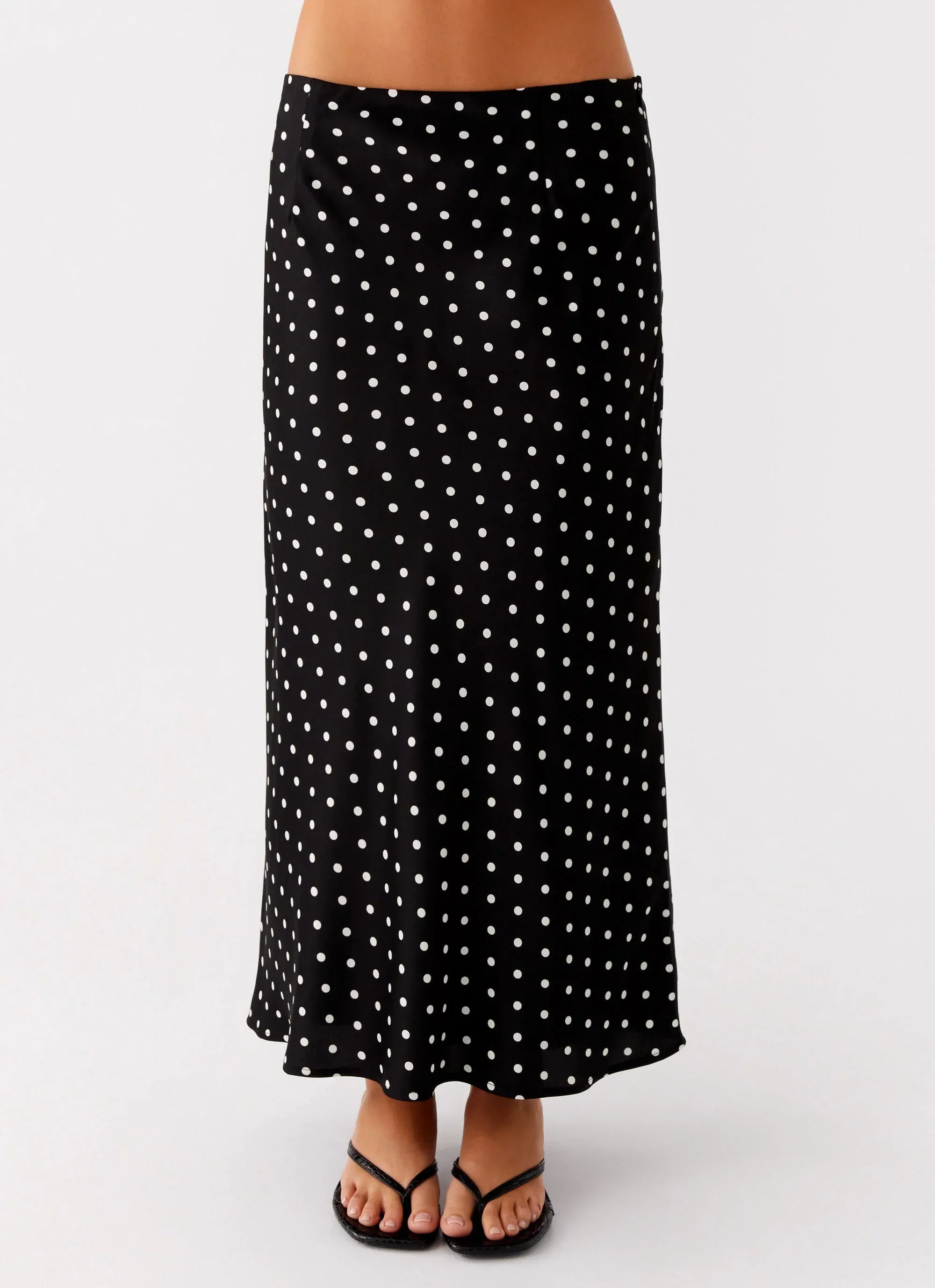 Breanne Midi Skirt - Black Polka Dot