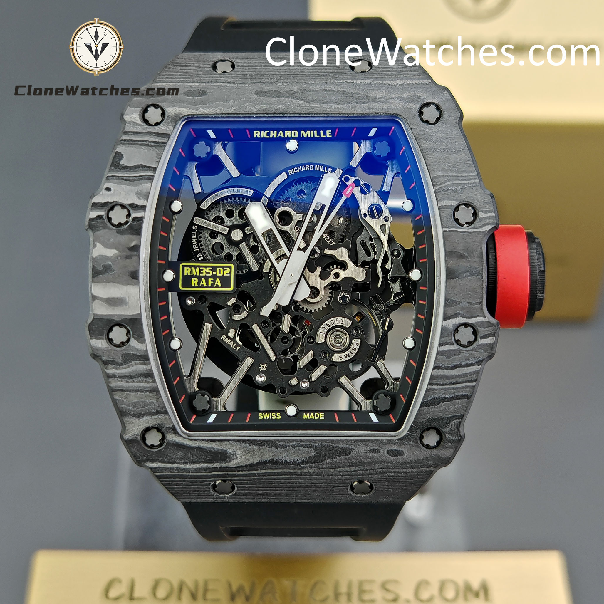 Richard Mille Super Clone Watches 1:1 RM 035 – 02 NTPT Carbon Fiber Black Rubber Strap