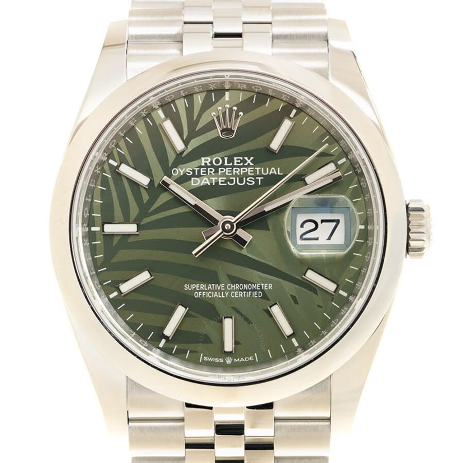 Rolex Datejust 36 Automatic Olive Green Palm Ladies Watch 126200GNSPLMJ（Lifetime free warranty+90-days replacement service & Refund!.）