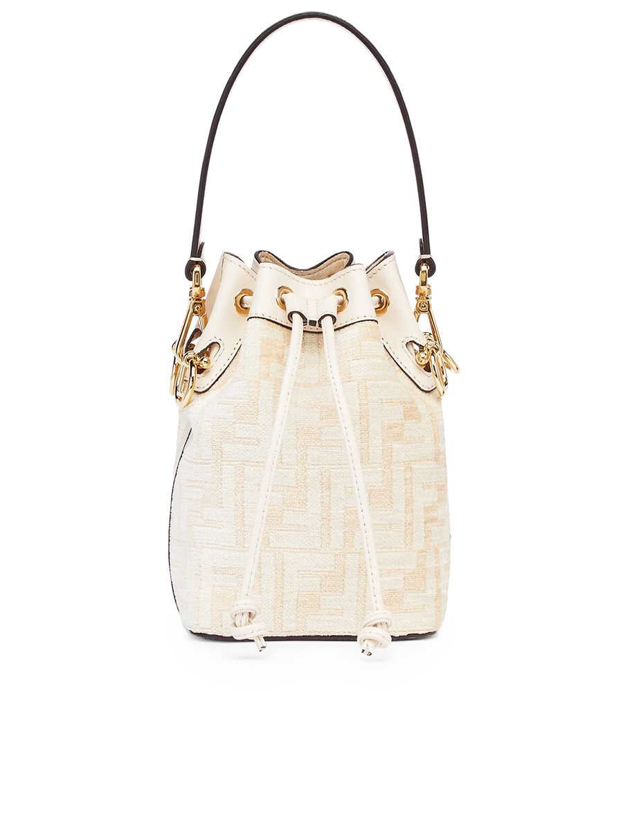 Fendi Mon Tresor Bucket Bag in White Tapestry Fabric
