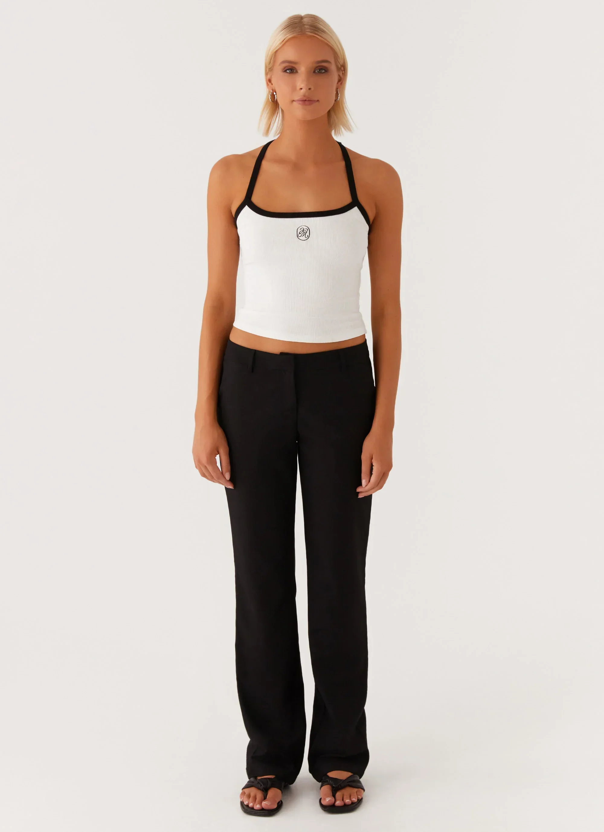 Signature Monogram Halter Top - White