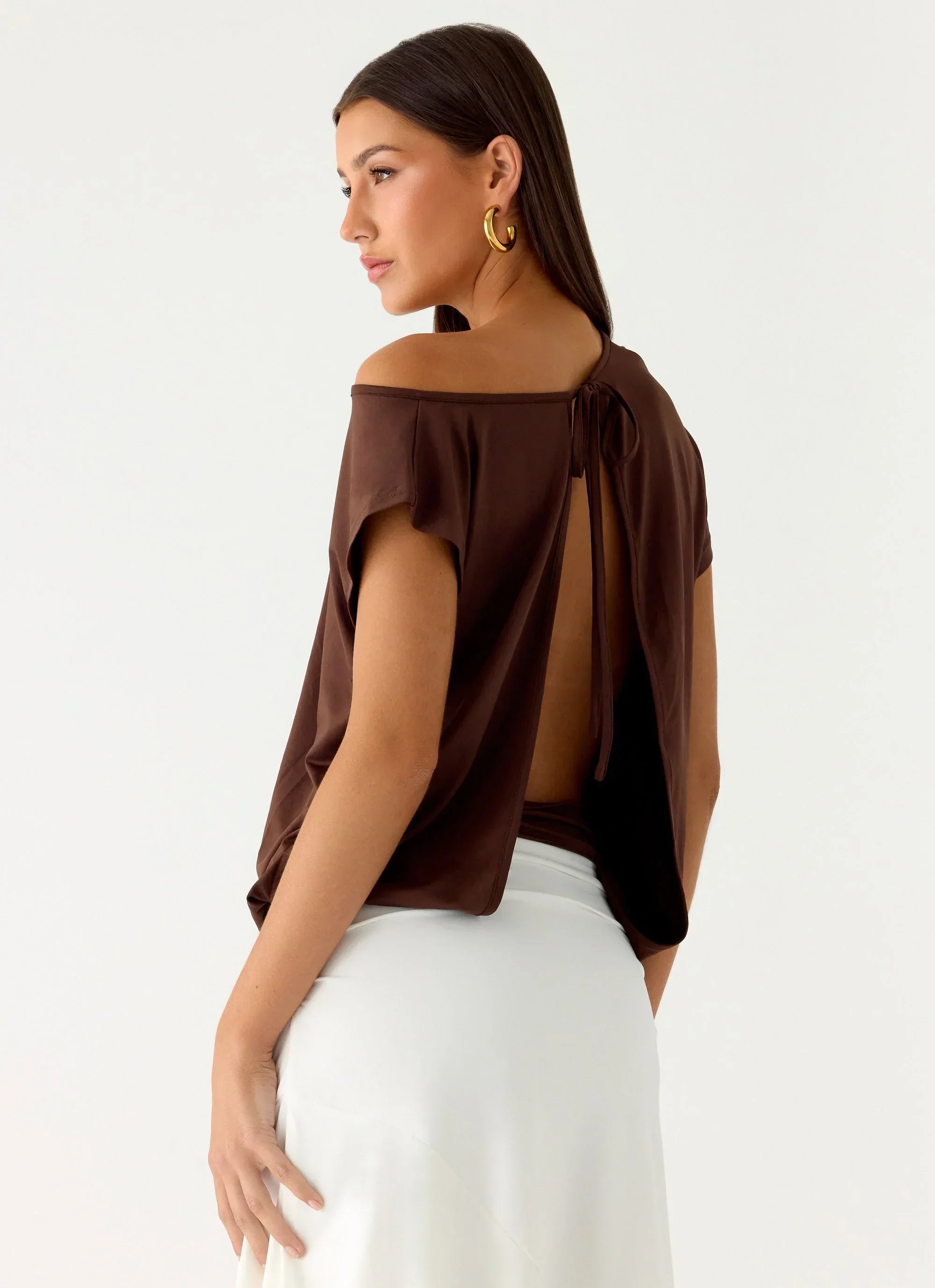 Raeni Off Shoulder Top - Chocolate