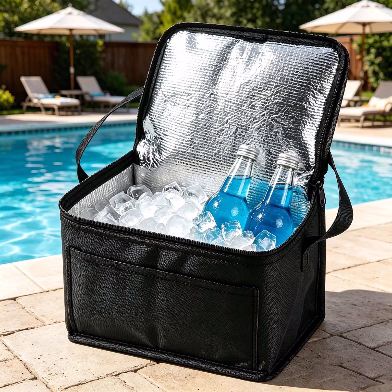 Insulated Cooler Bag Large Capacity 11.02x5.51x6.69in for Picnic Beach Travel Car, Portable Tote Cold Retention