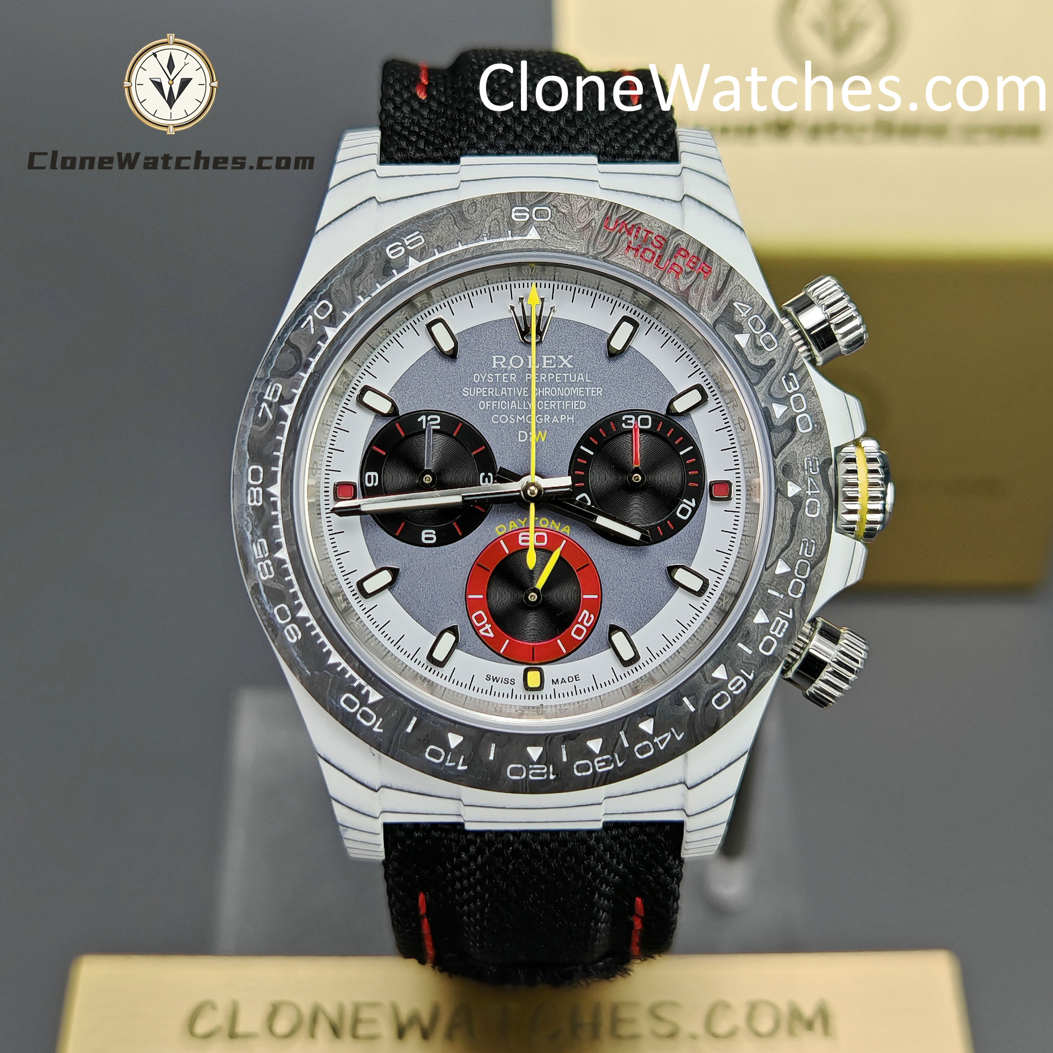 Modified Super Clone Watches 1:1 DIW Rolex Daytona 4130 Movement Black Strap