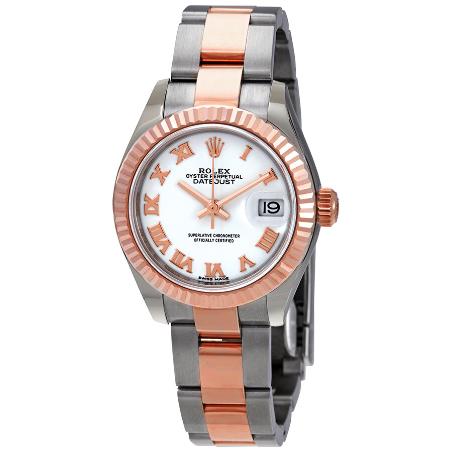 Rolex Lady-Datejust 28 White Dial Ladies Steel and 18kt Everose Gold Oyster Watch 279171WRO（Lifetime free warranty+90-days replacement service & Refund!.）