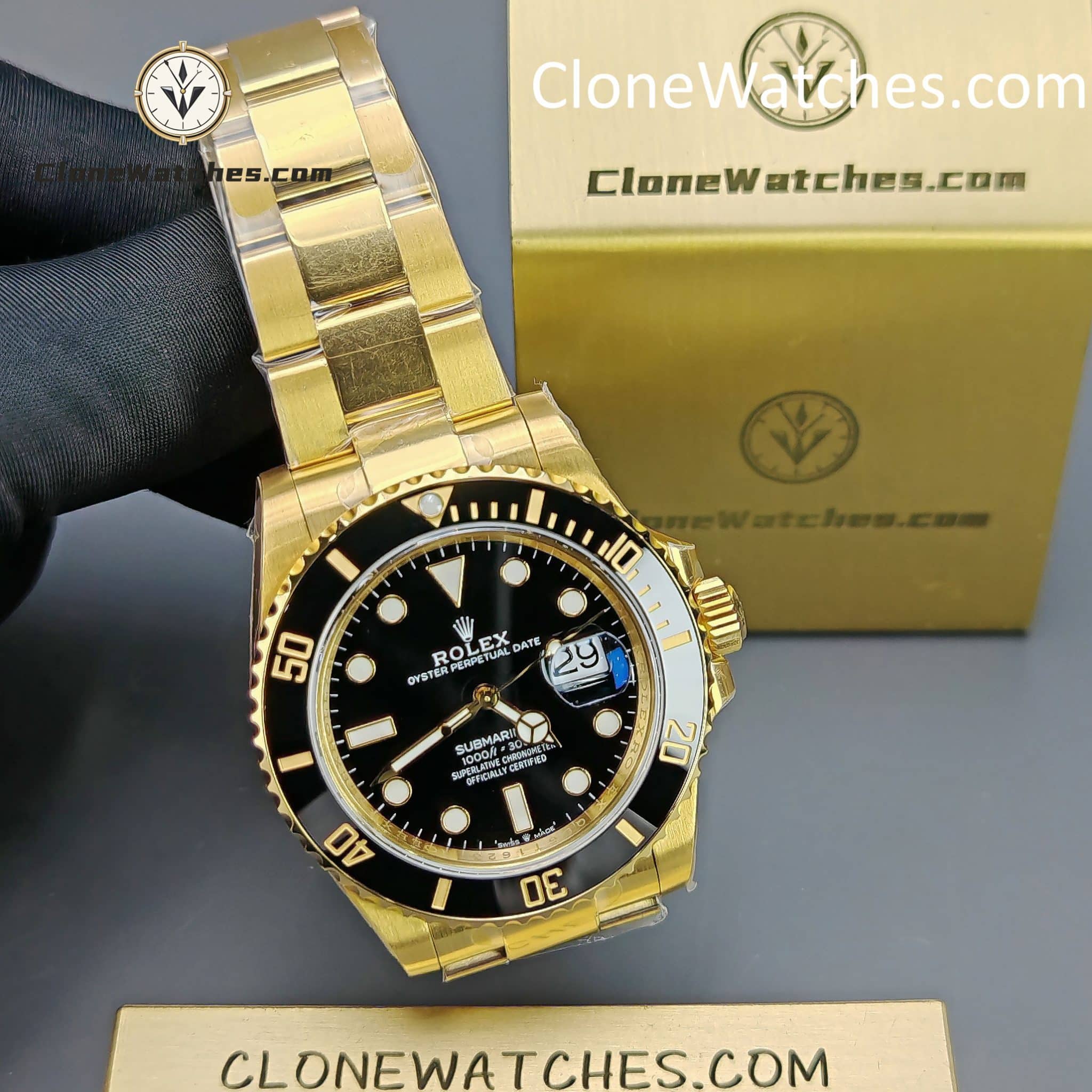 Rolex Super Clone Watches 1:1 18K Gold Black Dial Submariner 126618LN 3235 Movement
