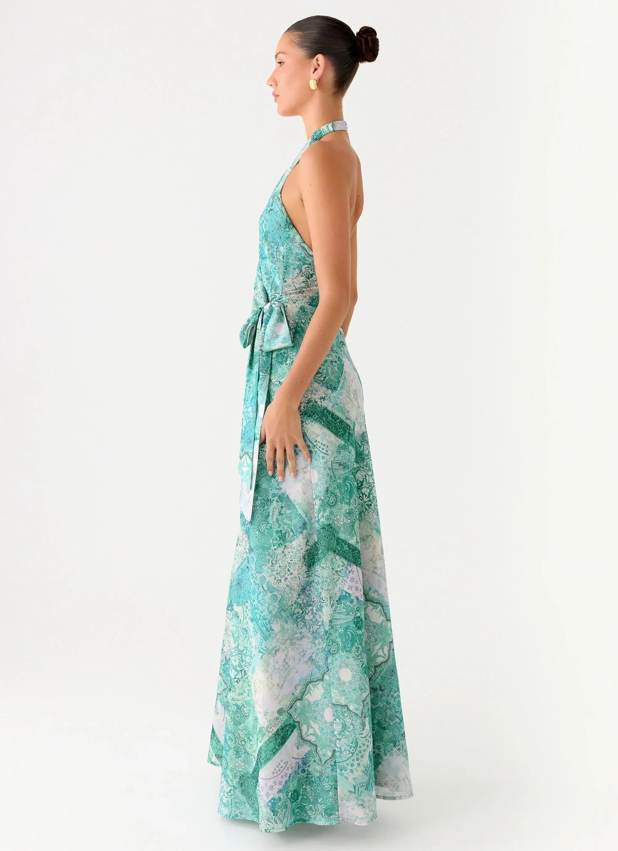 So Chic Maxi Dress - Green Paisley