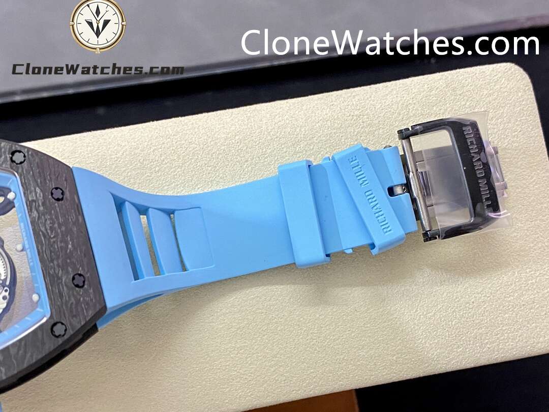 Richard Mille Super Clone Watches 1:1 RM 055 Carbon Tourbillon Blue Strap