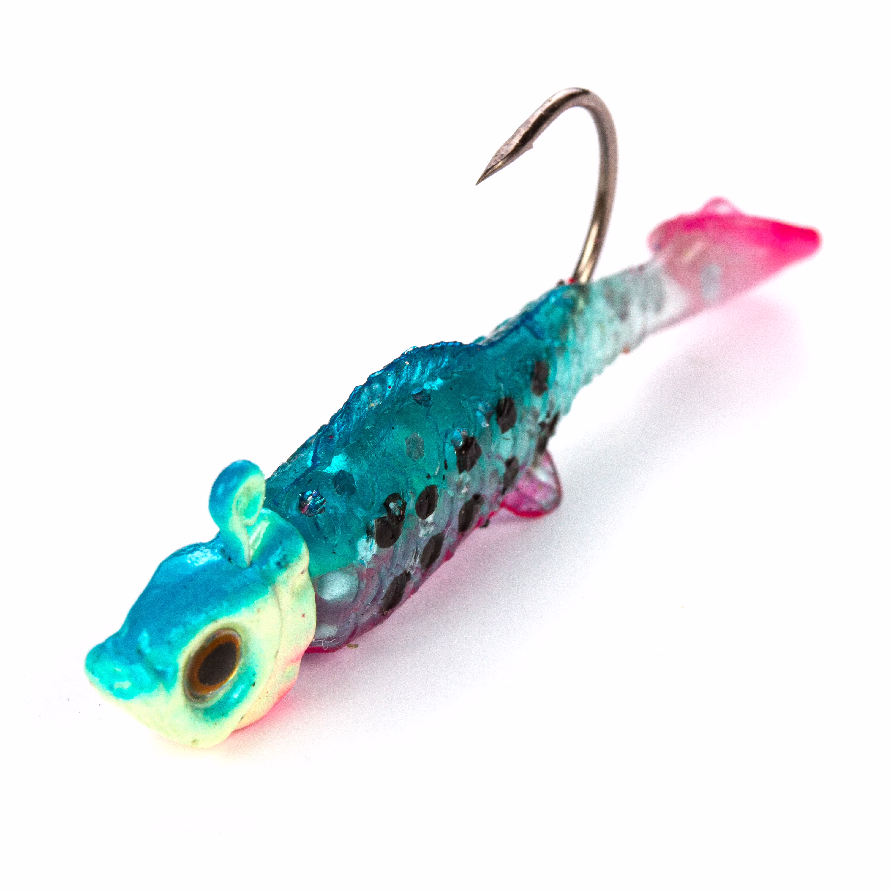 (2 pack) Ozark Trail 1/8 oz Freshwater Rigged Panfish Minnow Fishing Lure, Blue & Pink, 2-Pack