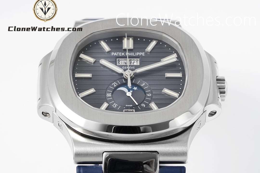 Patek Philippe Super Clone Watches 1:1 Nautilus 5726 Blue Dial Blue Rubber Strap