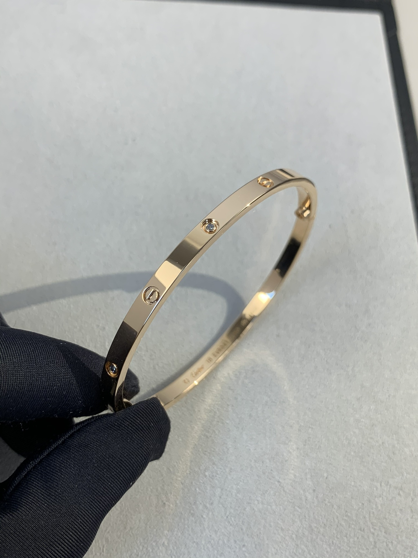 Cartier LOVE Series Six Diamond Narrow 18K Platinum Bracelet