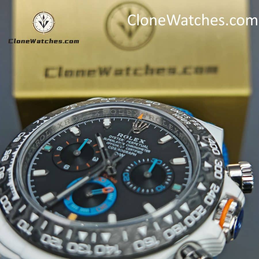Modified Super Clone Watches 1:1 DiW Rolex Daytona Quartz Fiber Unique Piece RACING BLUE