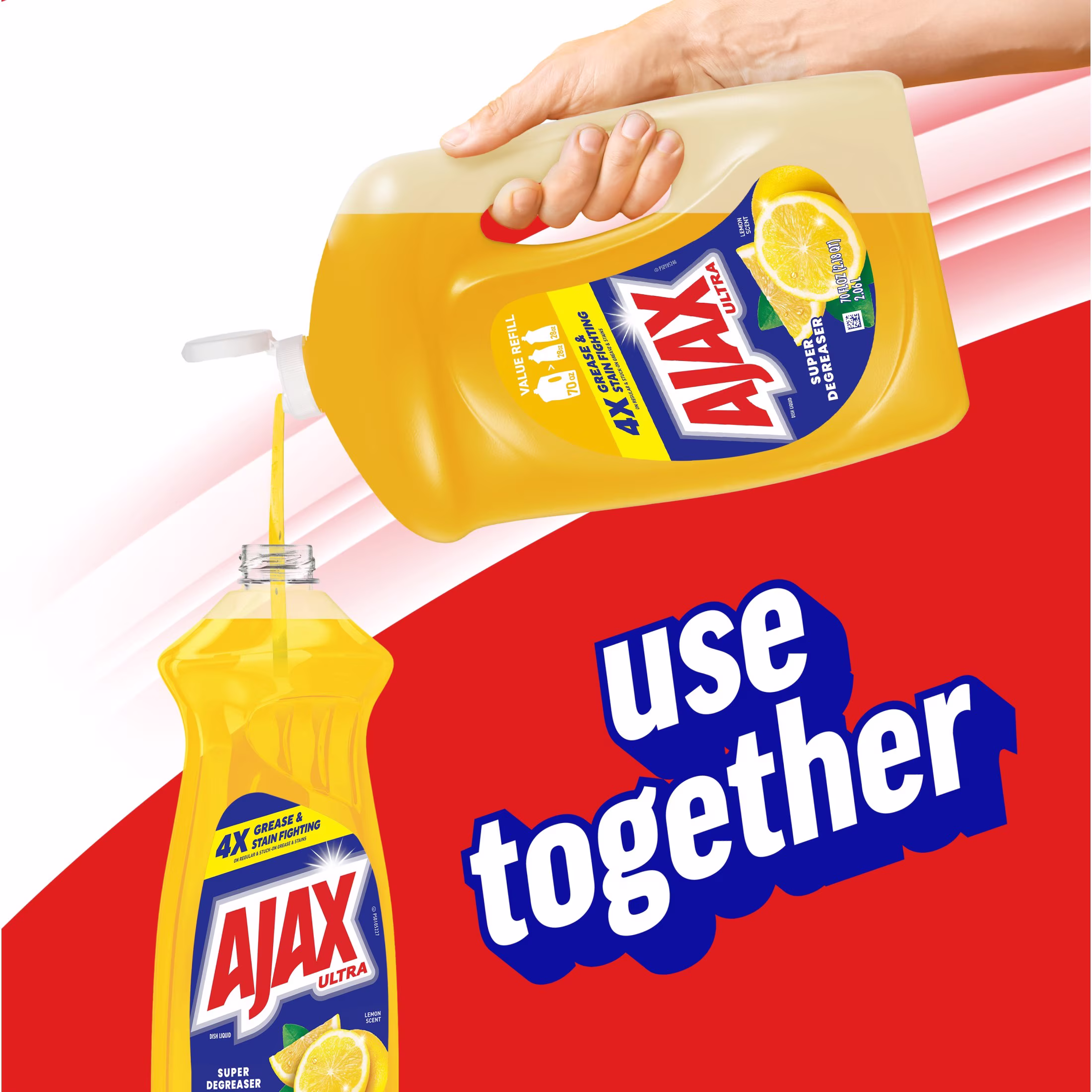 Ajax Ultra Liquid Dish Soap, Super Degreaser, Mess-Free, Easy-Flip Cap, Lemon Scent, 28 fl oz