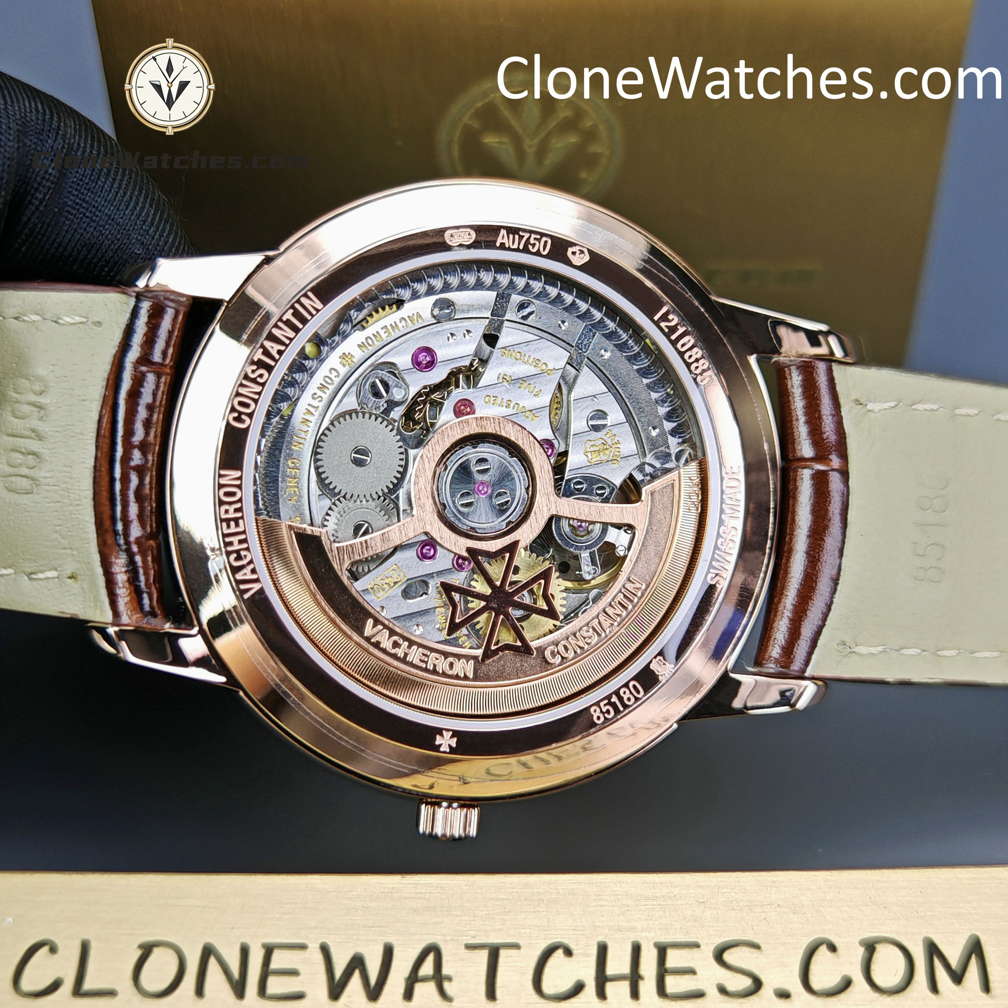 Vacheron Constantin Super Clone Watches 1:1 Patrimony Rose Gold 85180/000R-9166 Black Dial