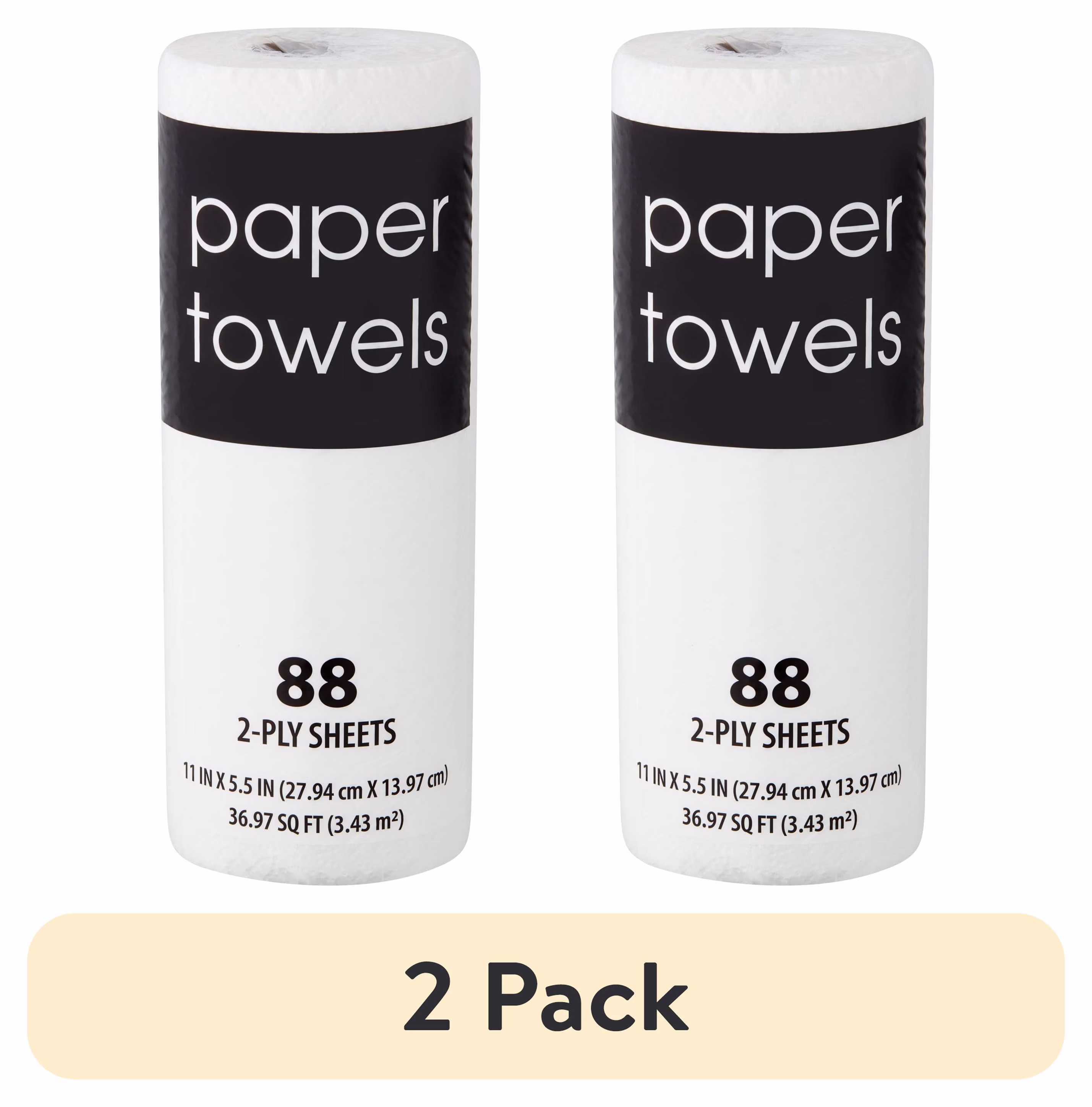 Black and White, 2-Ply Paper Towels, White, 88 Sheets