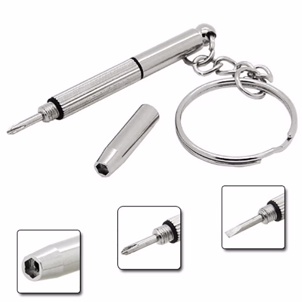 Eyeglass Screwdriver Ecohintz 3-In-1 Multi-Function Screwdriver Set for Glasses & Watches - Portable Keyring Repair Tool with 3 Bits, Precision Eyeglass & Jewelry Maintenance, Precision Repair Tool