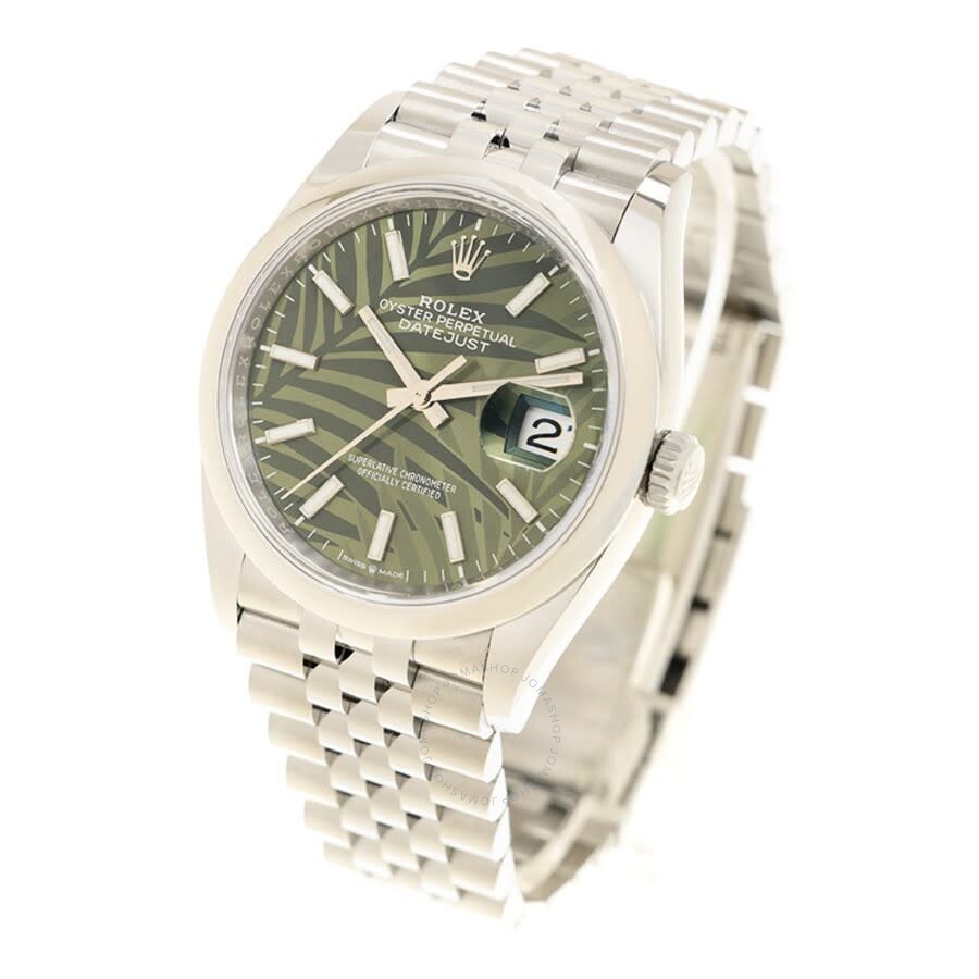 Rolex Datejust 36 Automatic Olive Green Palm Ladies Watch 126200GNSPLMJ（Lifetime free warranty+90-days replacement service & Refund!.）