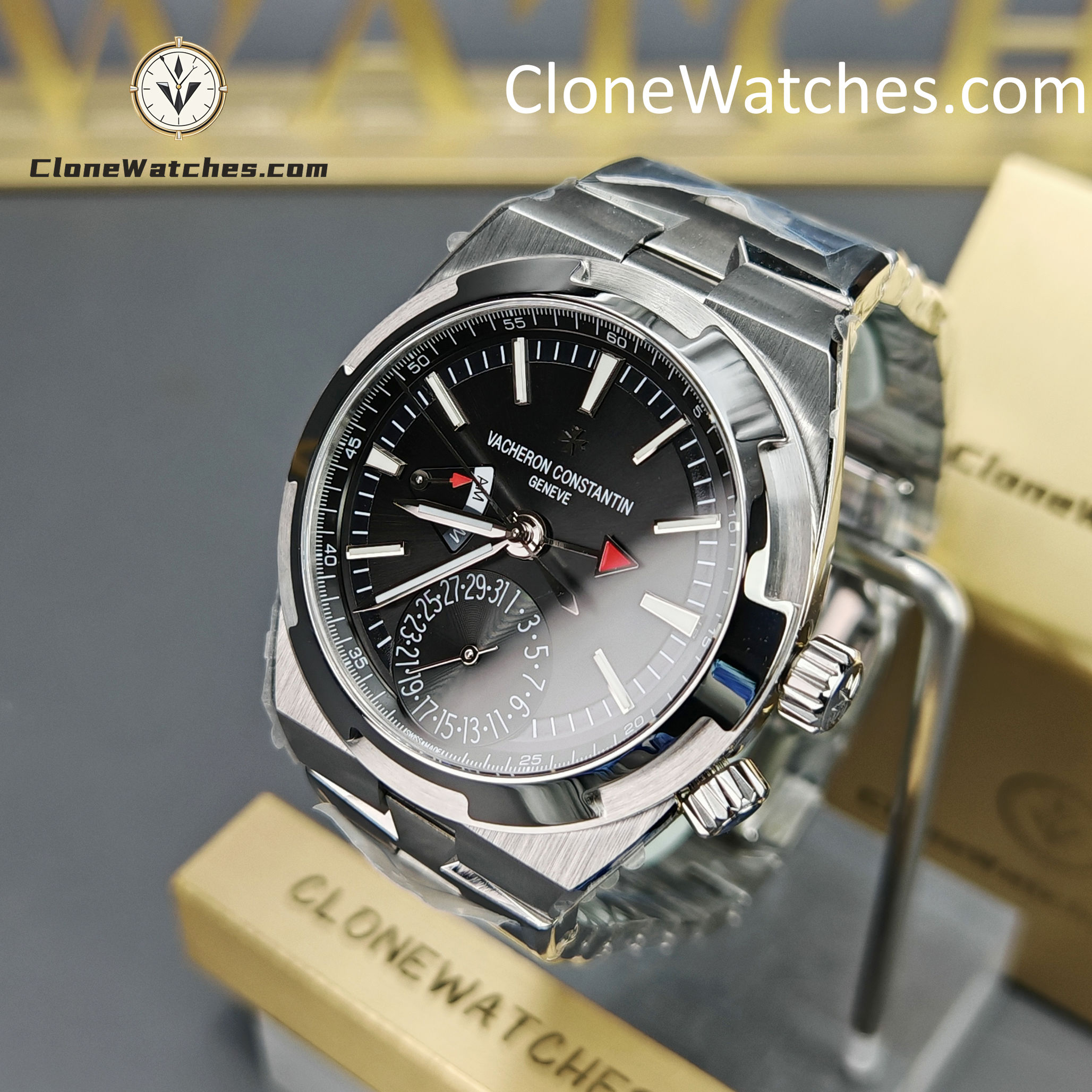Vacheron Constantin Super Clone Watches 1:1 Overseas Dual Time 7920V/210A-B546 Black Dial
