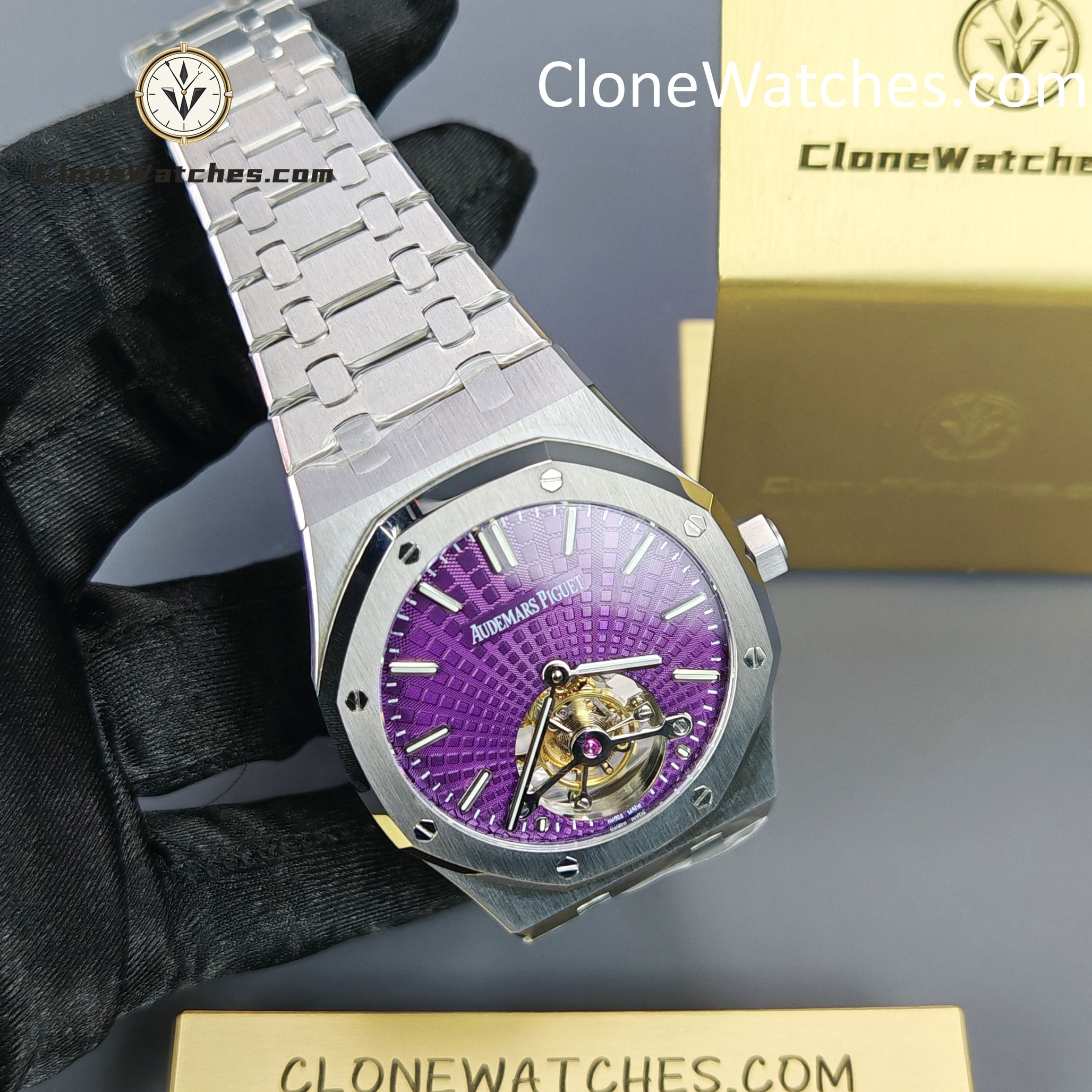 Audemars Piguet Super Clone Watches 1:1 Royal Oak 26522ST Purple Tourbillon Dial 41mm