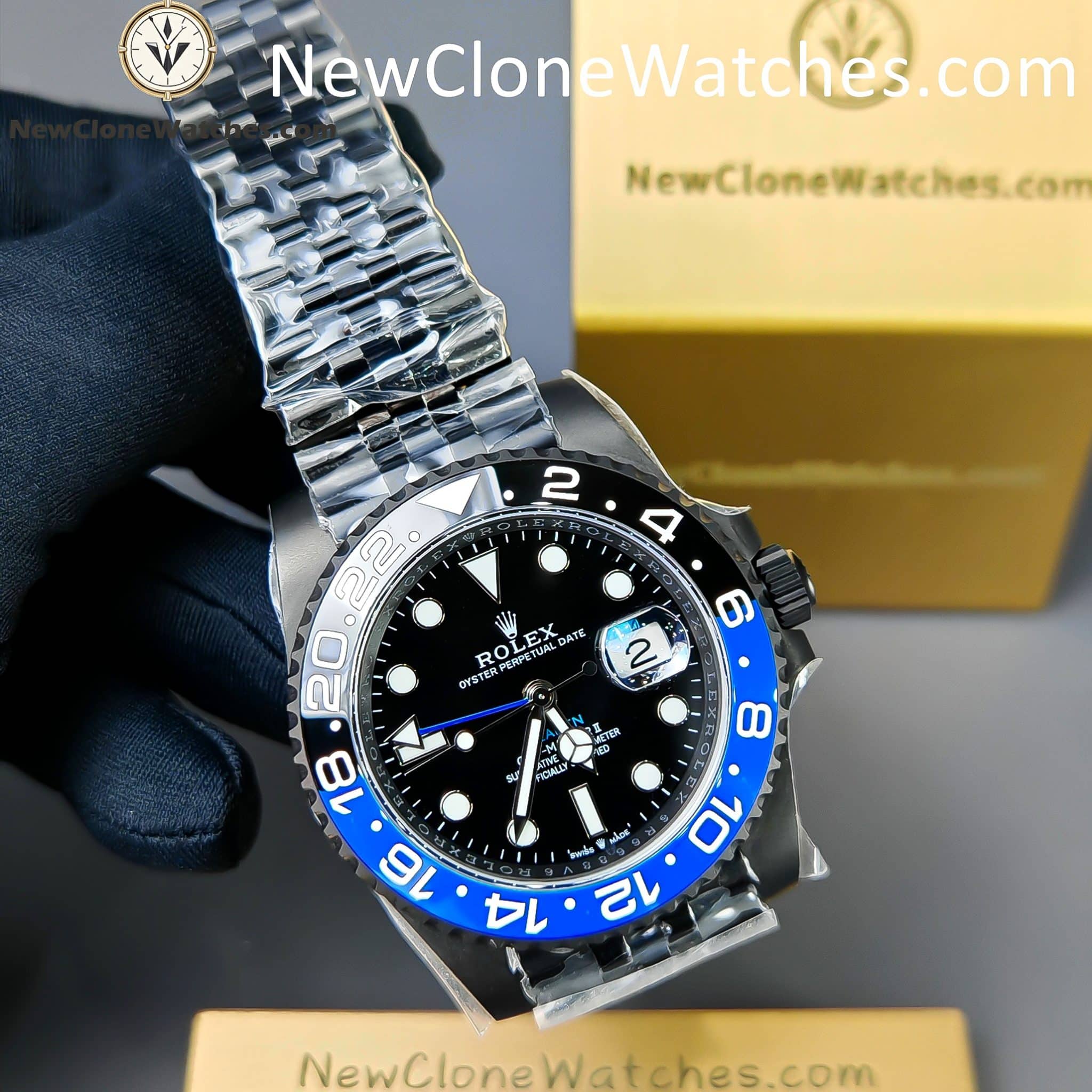 Modified Super Clone Watches 1:1 Rolex BATMAN GMT Master Black Dial 3285 Movement