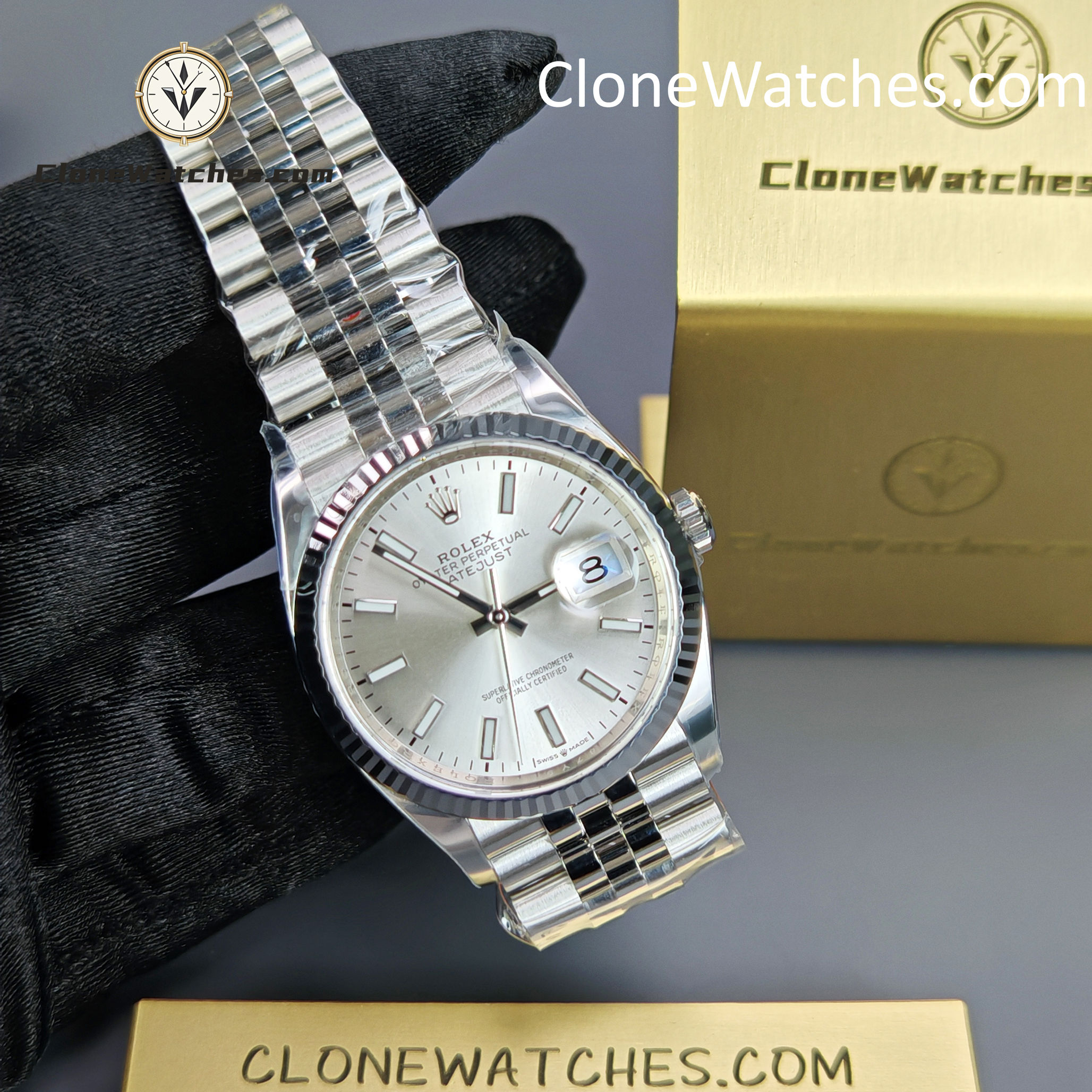 Rolex Super Clone Watches 1:1 DateJust m126234-0013 Silver Dial Jubilee 36MM 3235 Movement