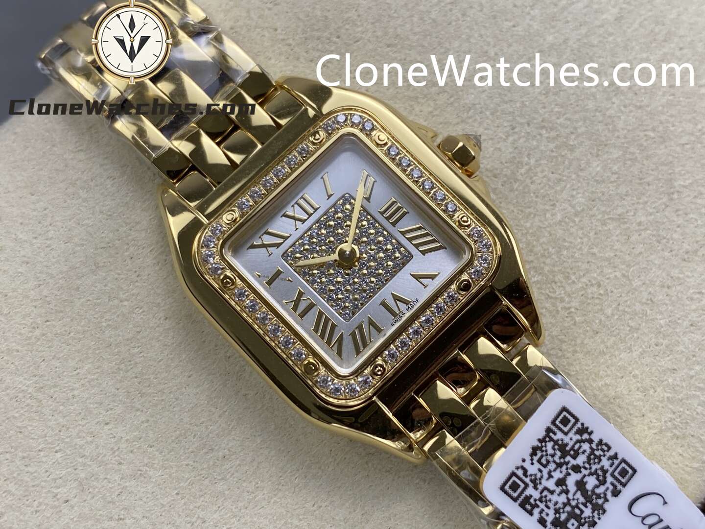 Cartier Super Clone Watches 1:1 PANTHÈRE DE CARTIER Silver-gray with diamond accents Dial 22mm x30mm WJPN0094