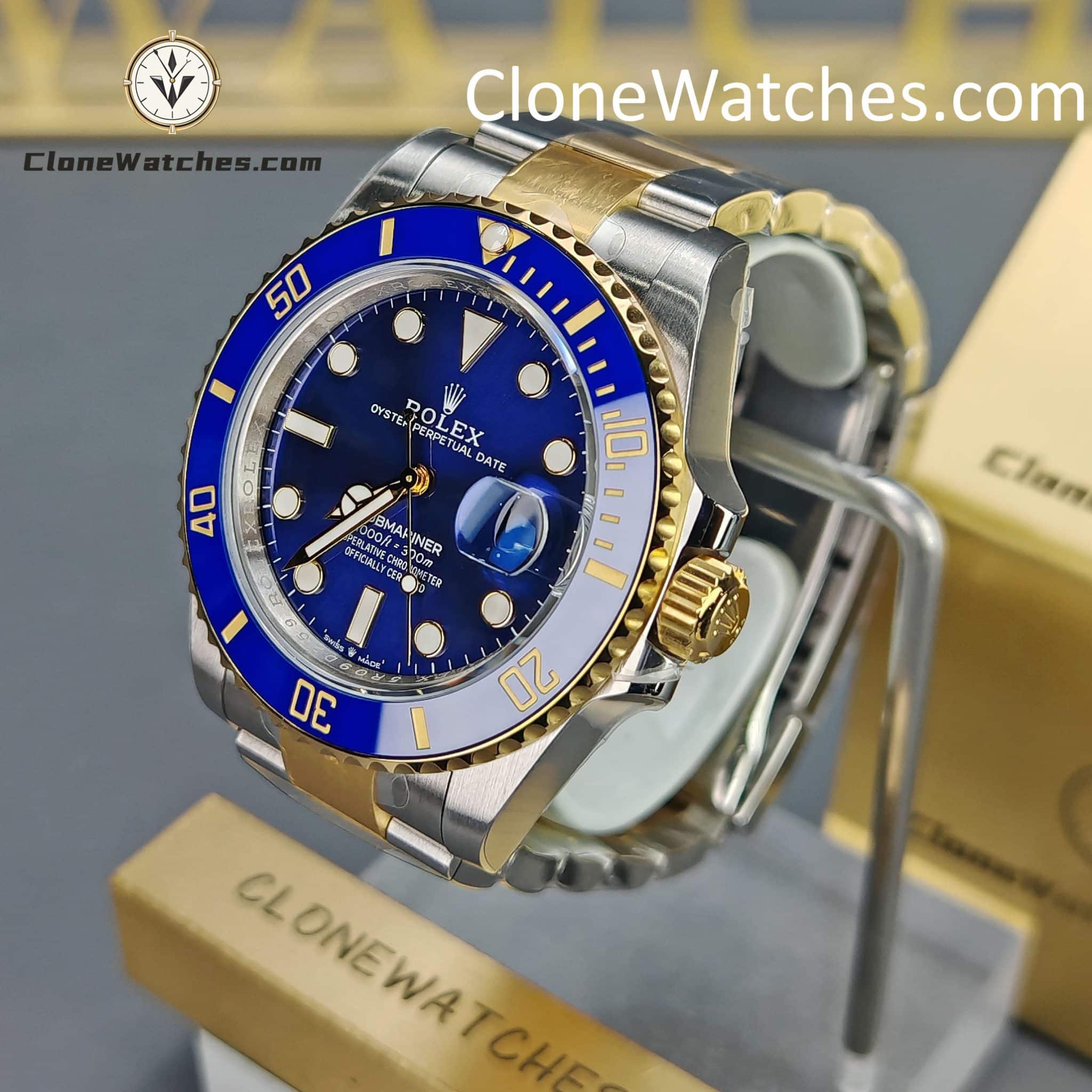 Rolex Super Clone Watches 1:1 Gold Blue Dial Submariner 126613LB 3235 Movement