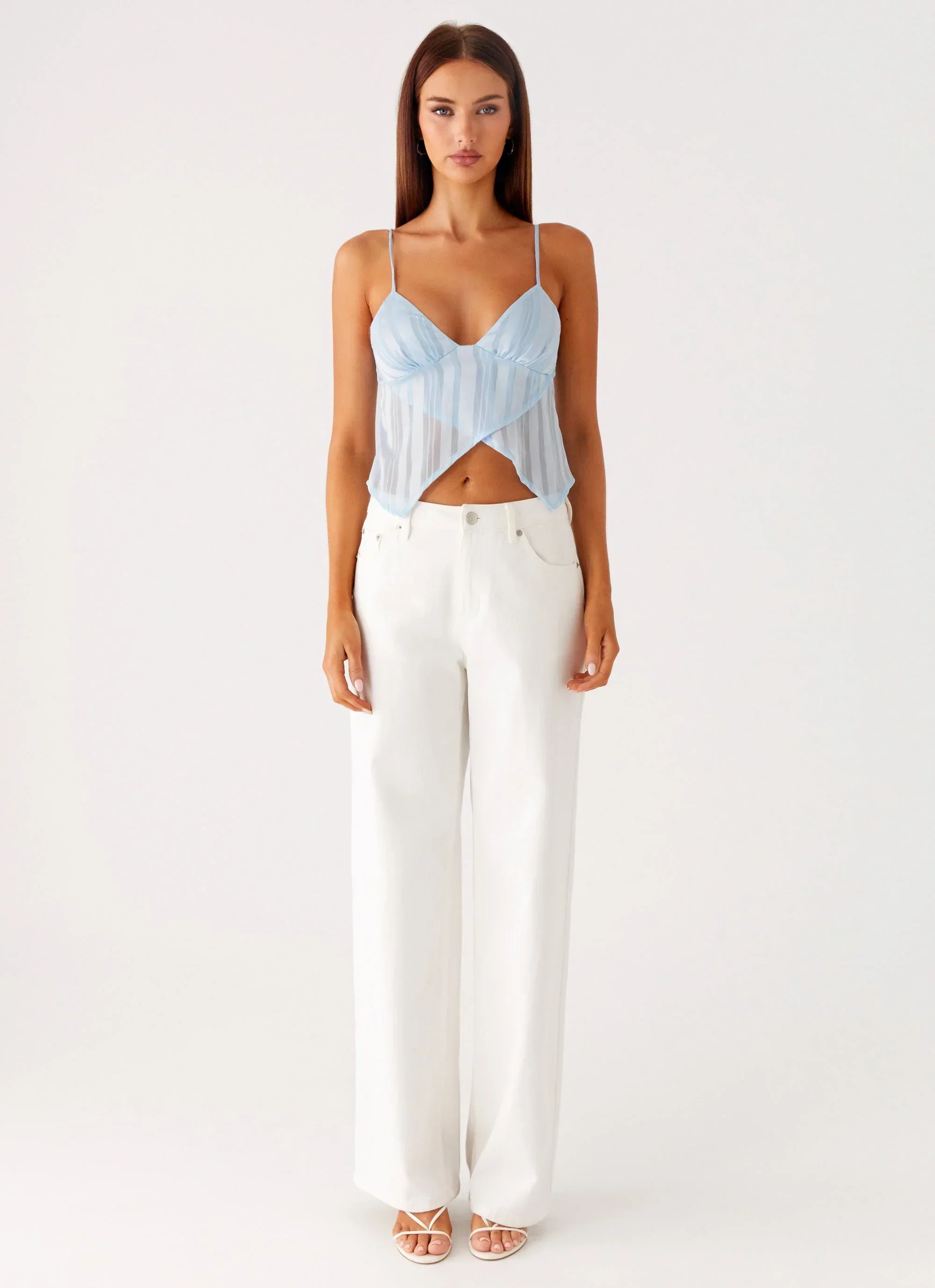 Glynne Frill Top - Baby Blue
