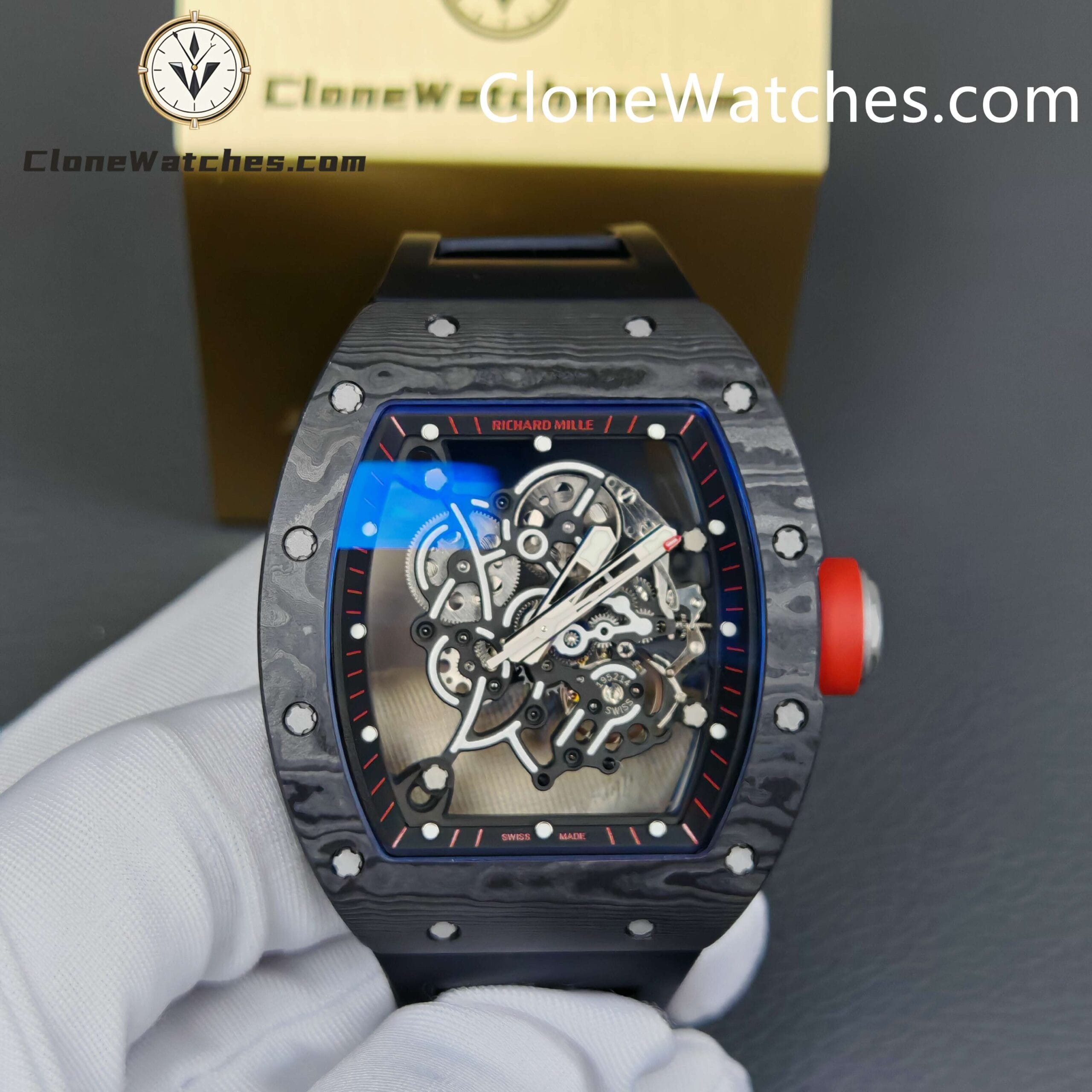 Richard Mille Super Clone Watches 1:1 RM 055 NTPT Tourbillon Black Strap