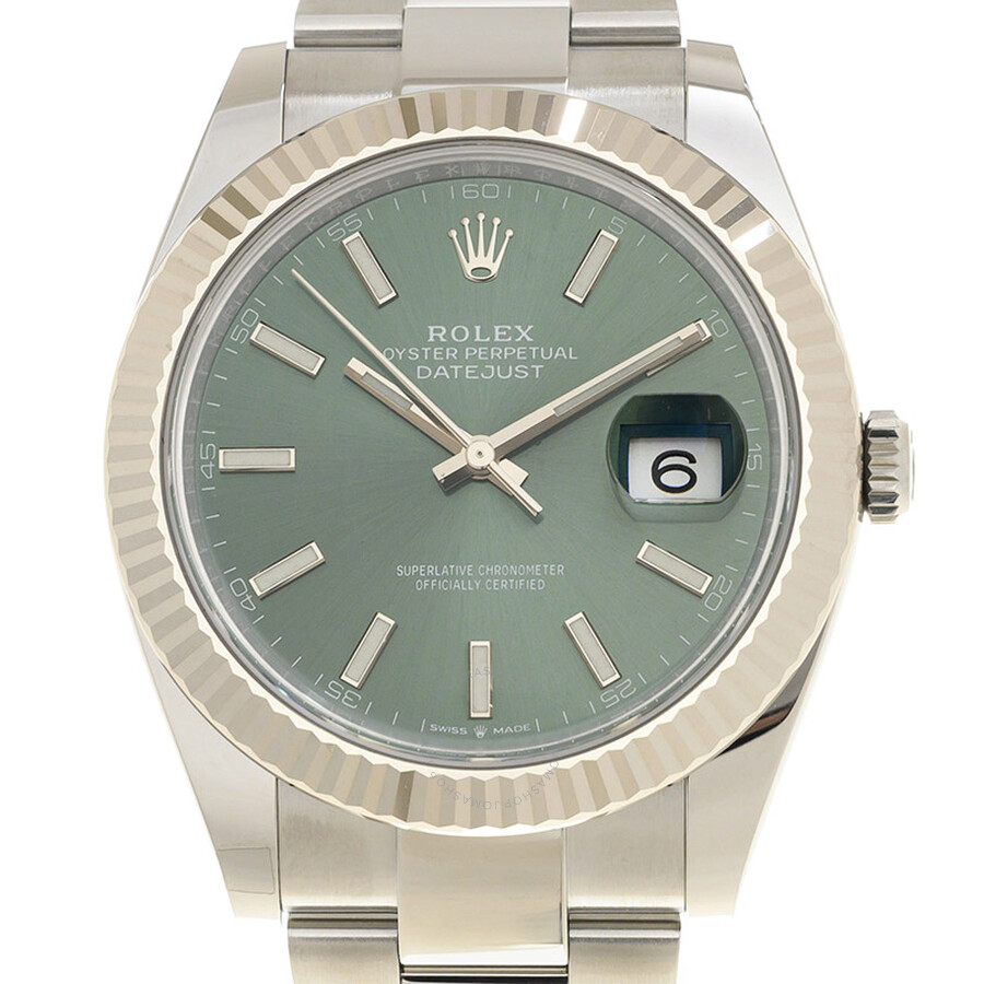 Rolex Datejust 41 Mint Green Dial Automatic Men s Steel and White Gold Oyster Watch M126334-0027（Lifetime free warranty+90-days replacement service & Refund!.）