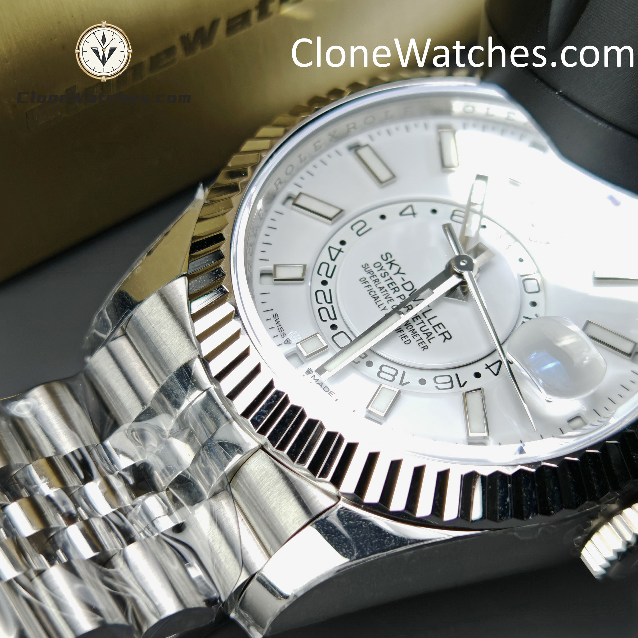 Rolex Super Clone Watches 1:1 Sky Dweller White Dial Jubilee M336934 9002 Movement